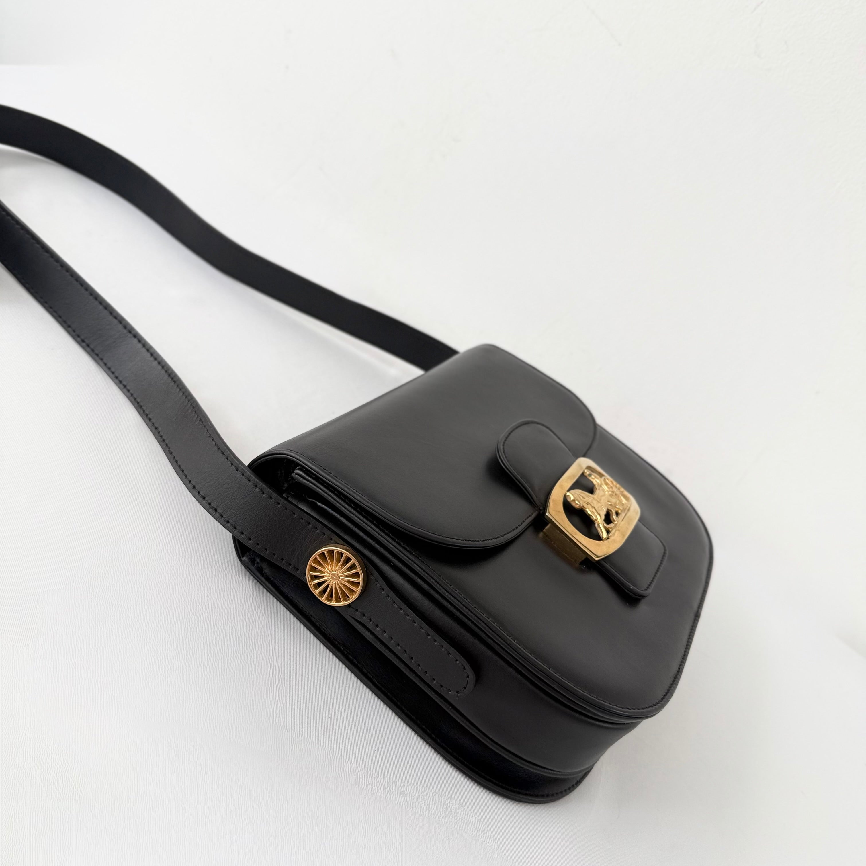 Celine Black Horse Carriage Shoulder Bag