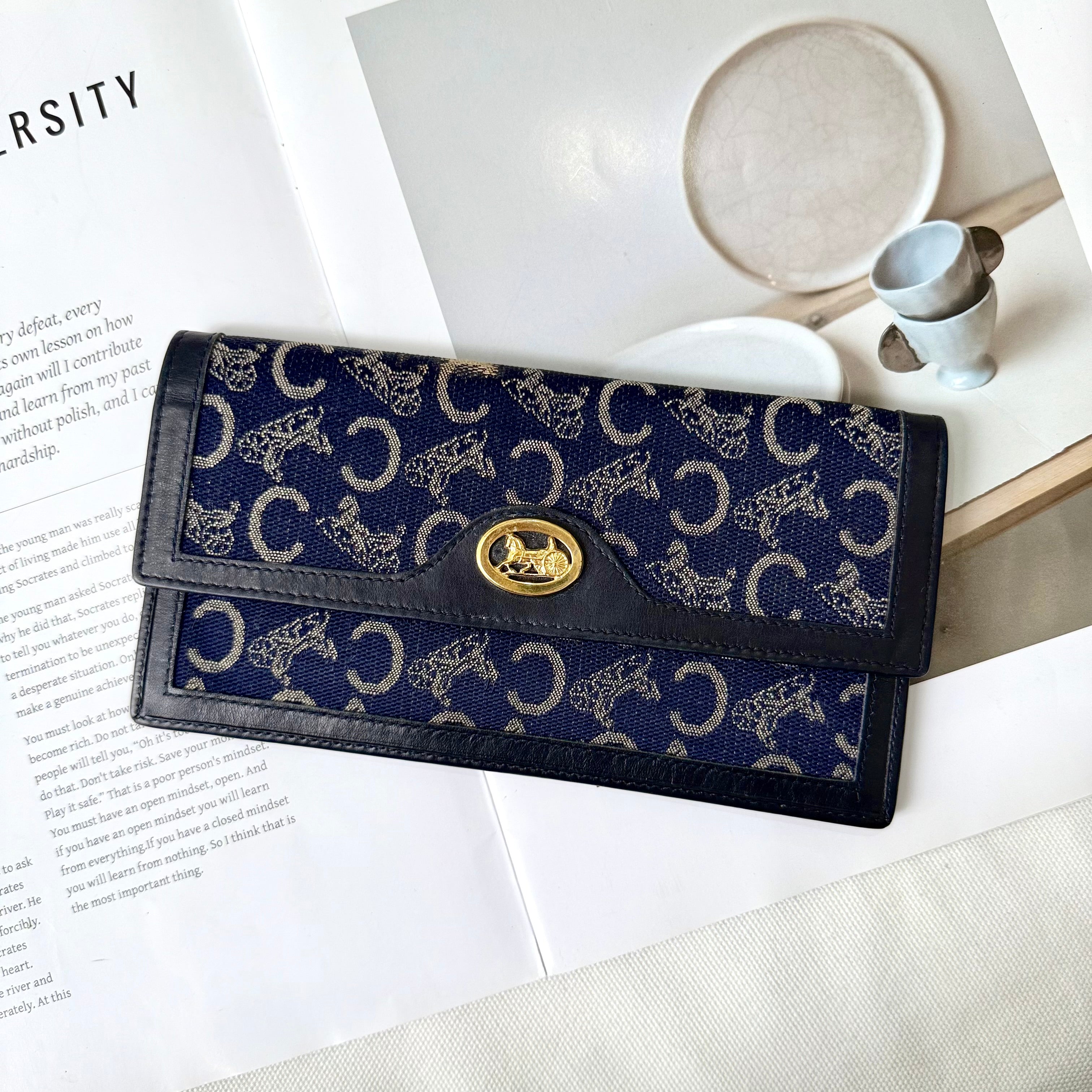 Celine Macadam Long Wallet Horse Carriage Canvas