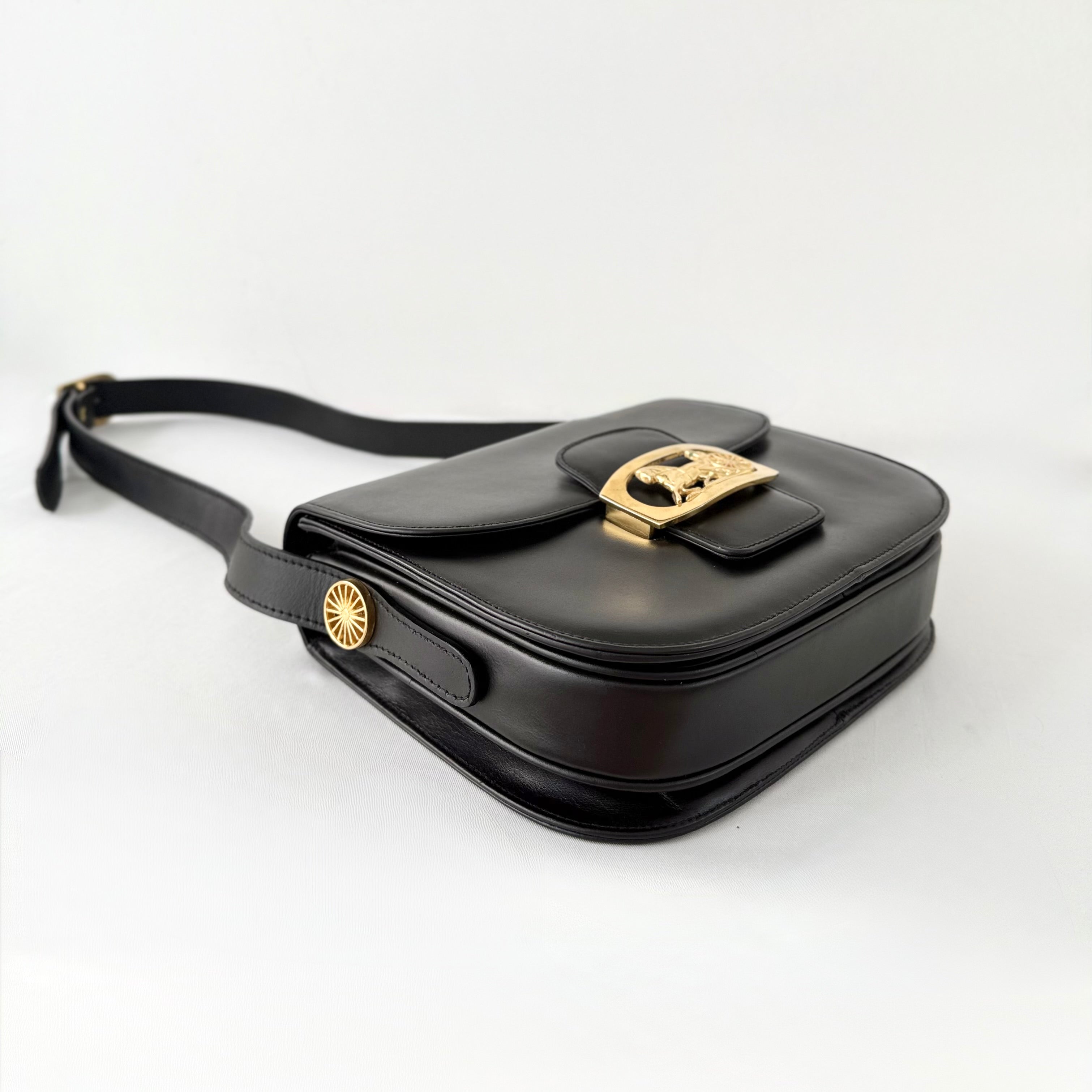 Celine Black Horse Carriage Shoulder Bag