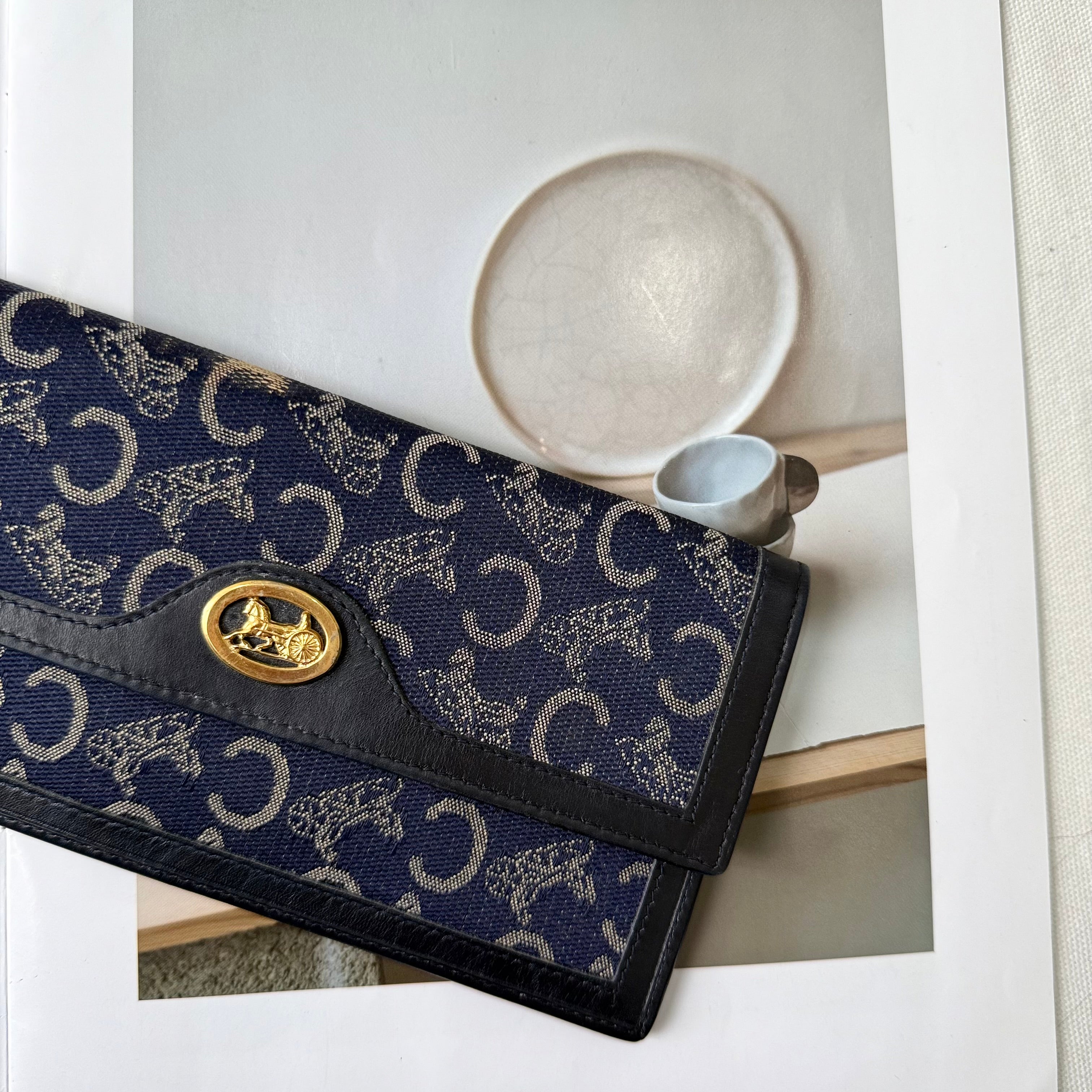 Celine Macadam Long Wallet Horse Carriage Canvas