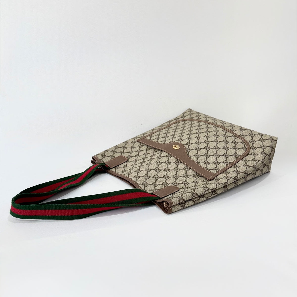 GUCCI GG Coated Canvas Web Sherry Line Tote Bag
