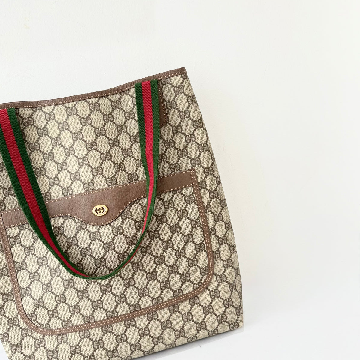 GUCCI GG Coated Canvas Web Sherry Line Tote Bag