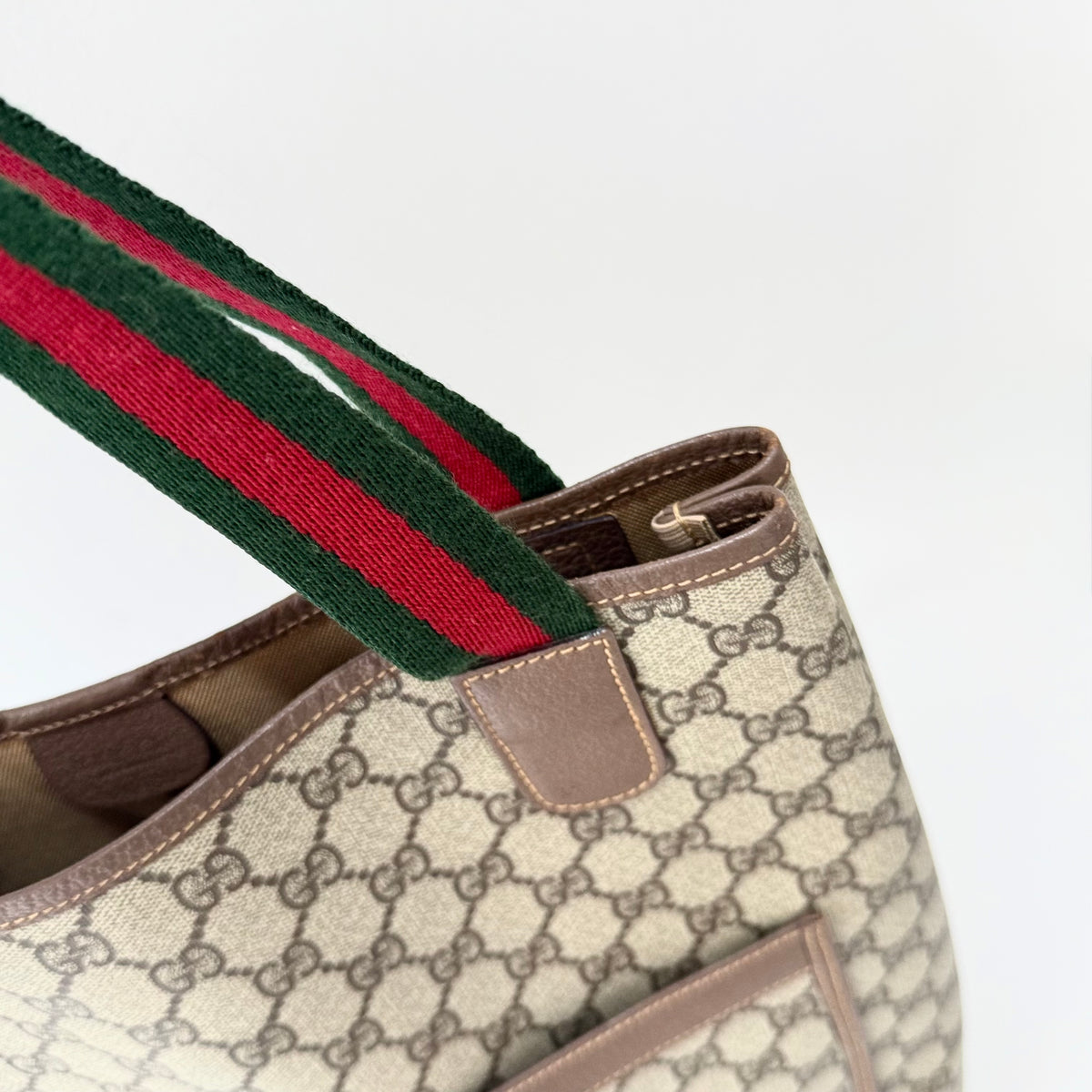 GUCCI GG Coated Canvas Web Sherry Line Tote Bag