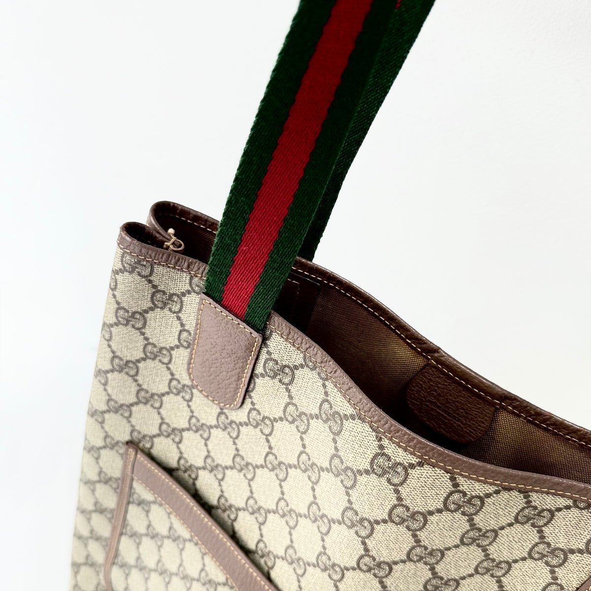 GUCCI GG Coated Canvas Web Sherry Line Tote Bag