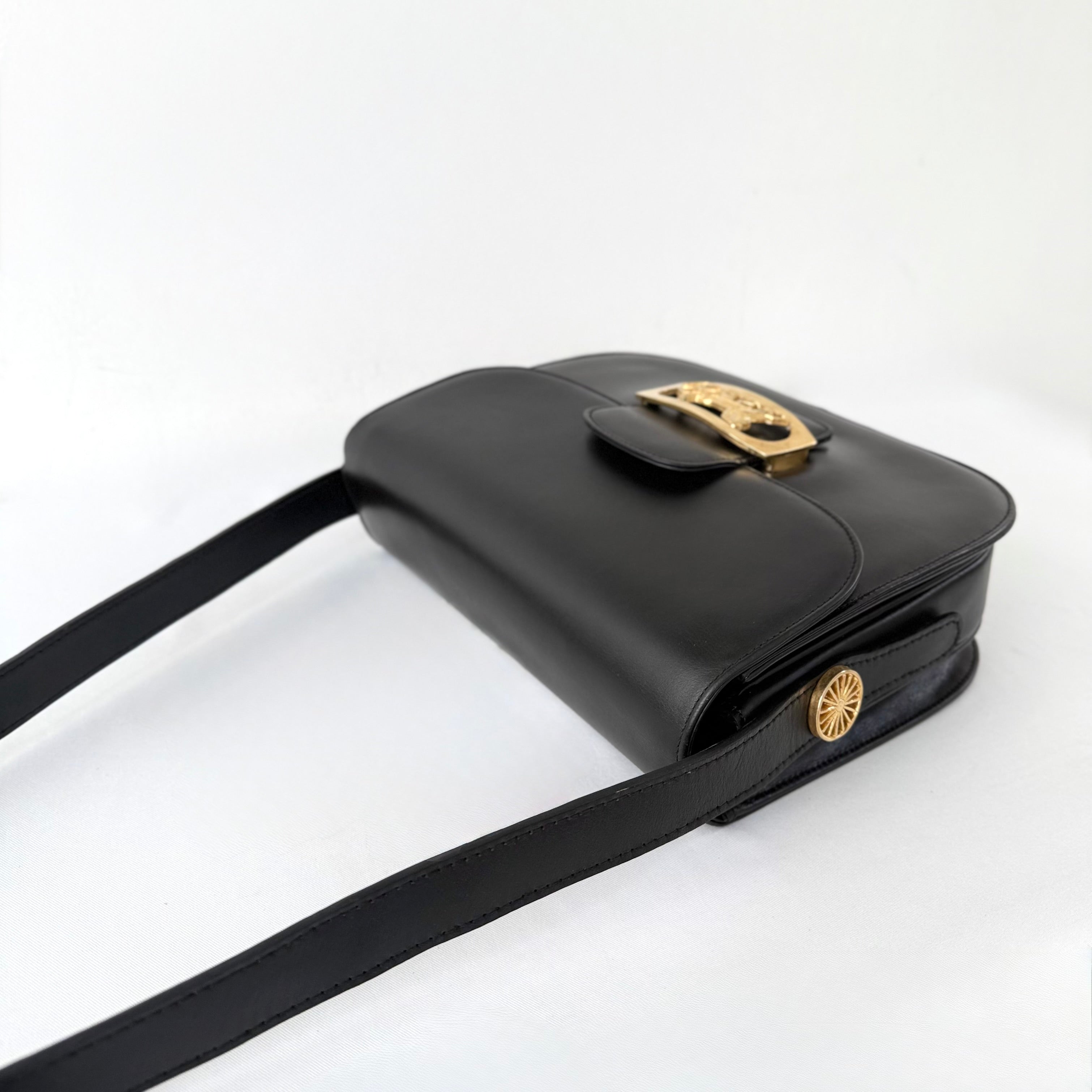 Celine Black Horse Carriage Shoulder Bag
