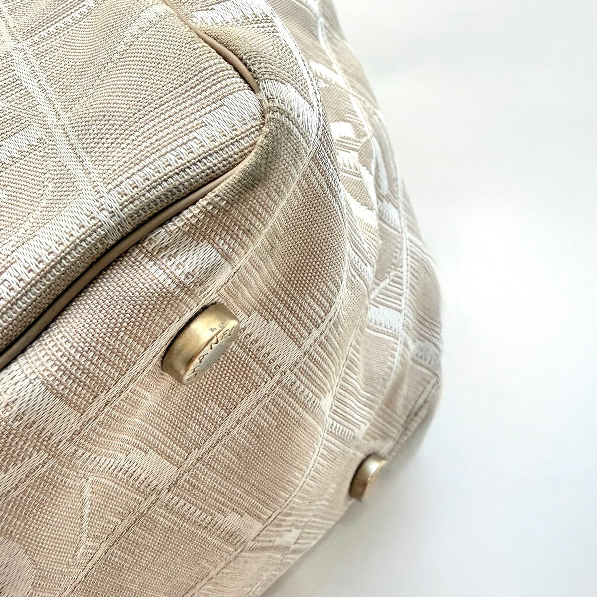 Chanel Beige Nylon CC Logo Travel Line Tote Bag