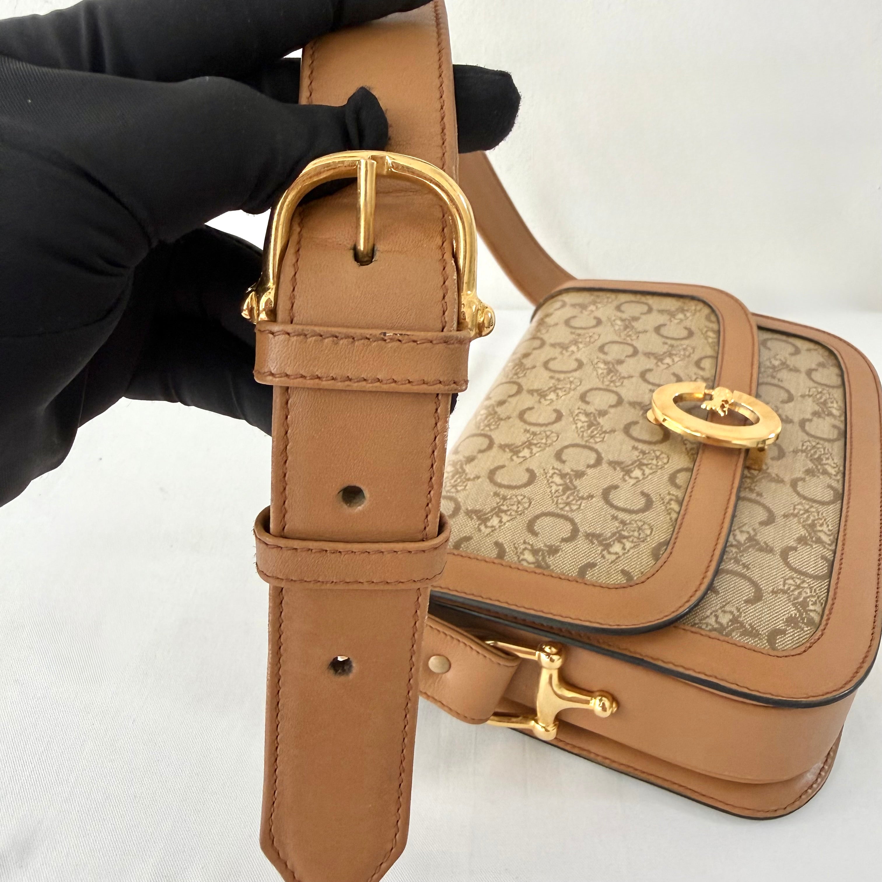 Celine Vintage Horse Carriage C Macadam Brown Shoulder Bag