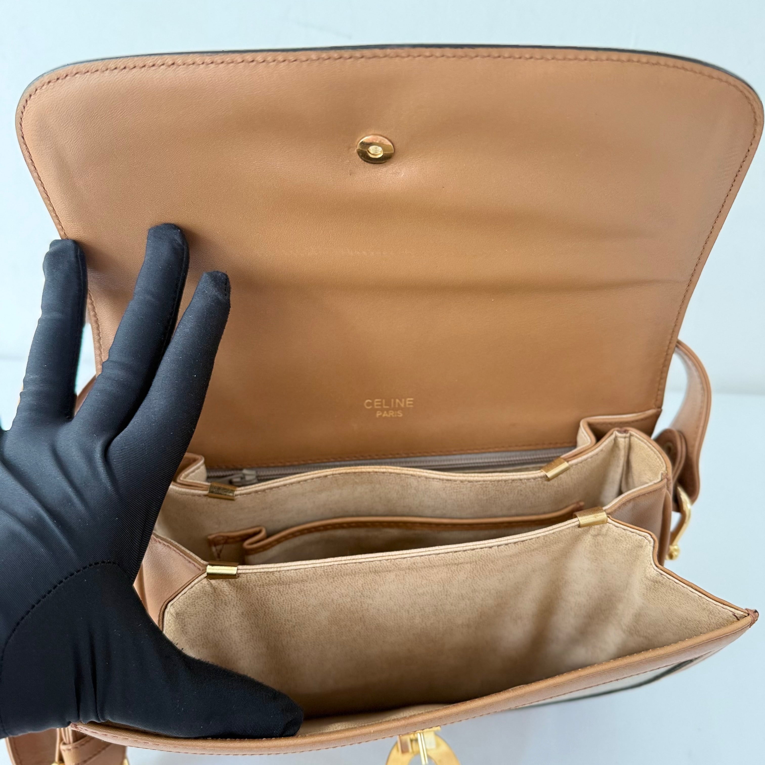 Celine Vintage Horse Carriage C Macadam Brown Shoulder Bag
