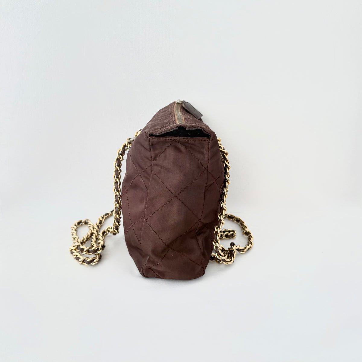 Prada Brown Nylon Tessuto Quilted Flap Shoulder bag