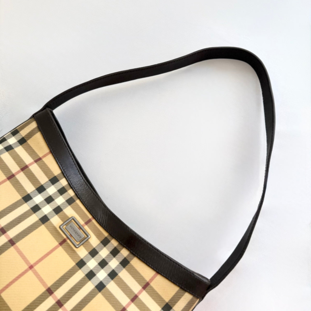 BURBERRY Nova Check Shoulder Bag Coated Canvas Beige