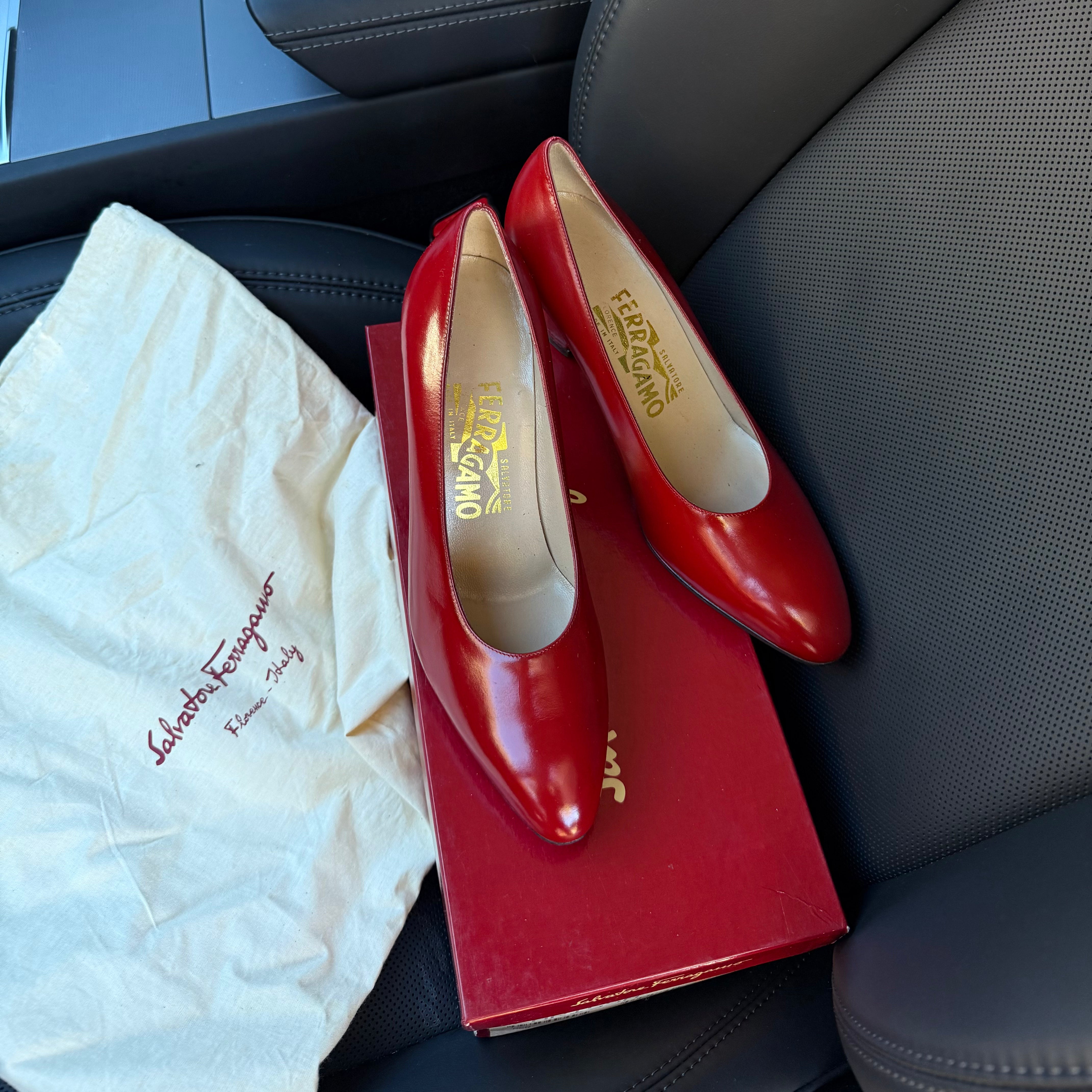 Salvatore Ferragamo Red Leather Heels 7cm