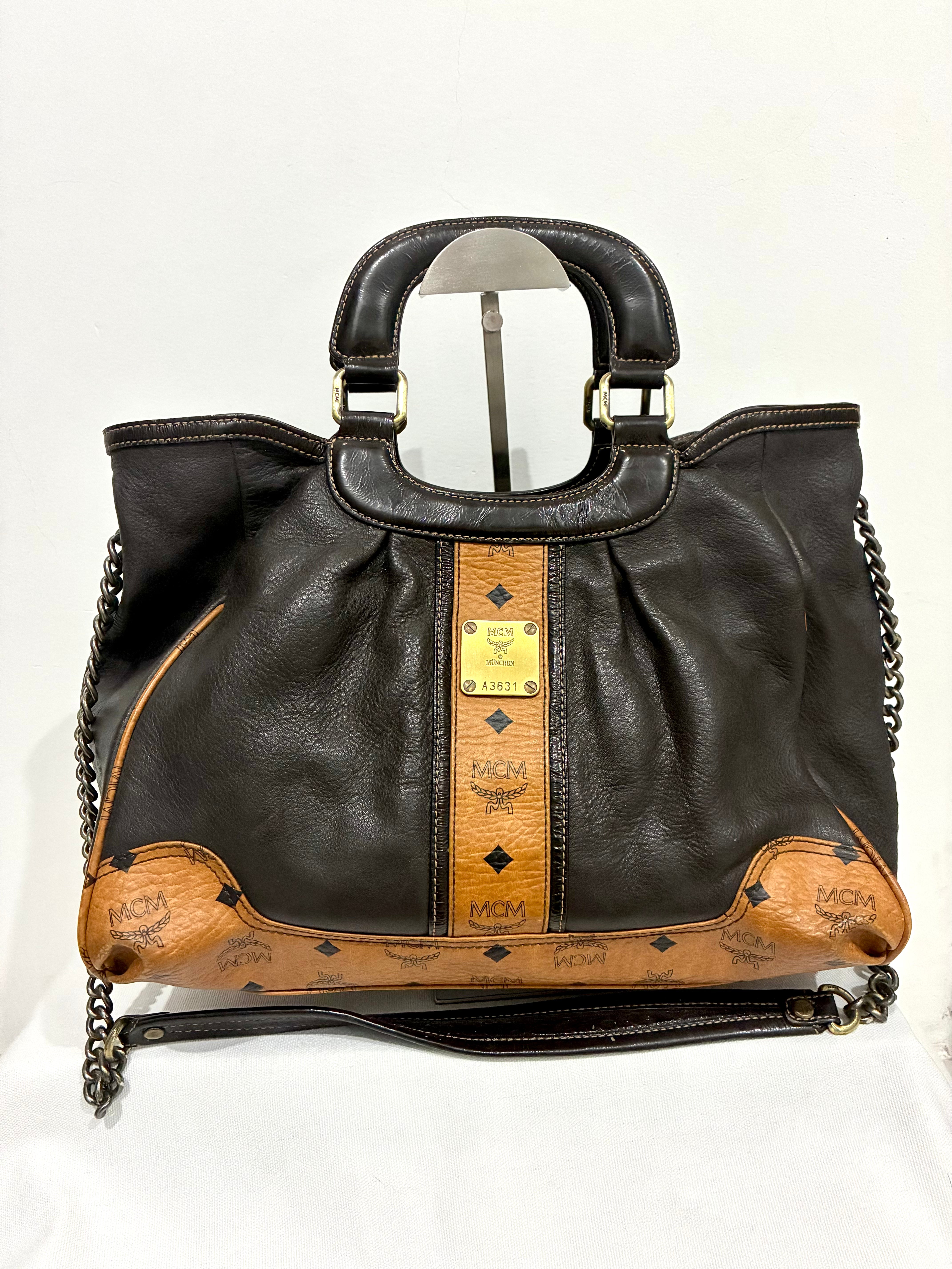 MCM Brown and Tan Leather Tote
