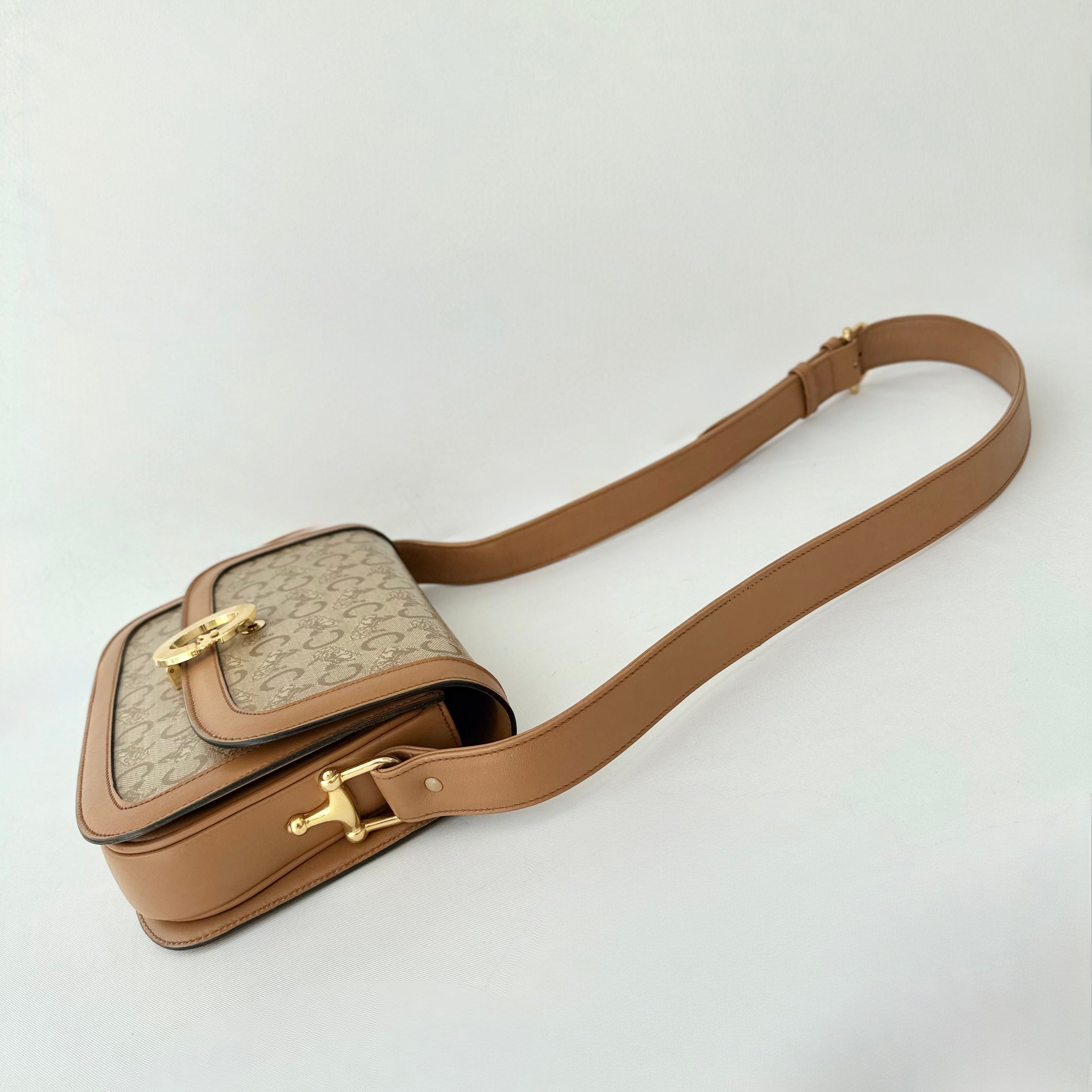 Celine Vintage Horse Carriage C Macadam Brown Shoulder Bag