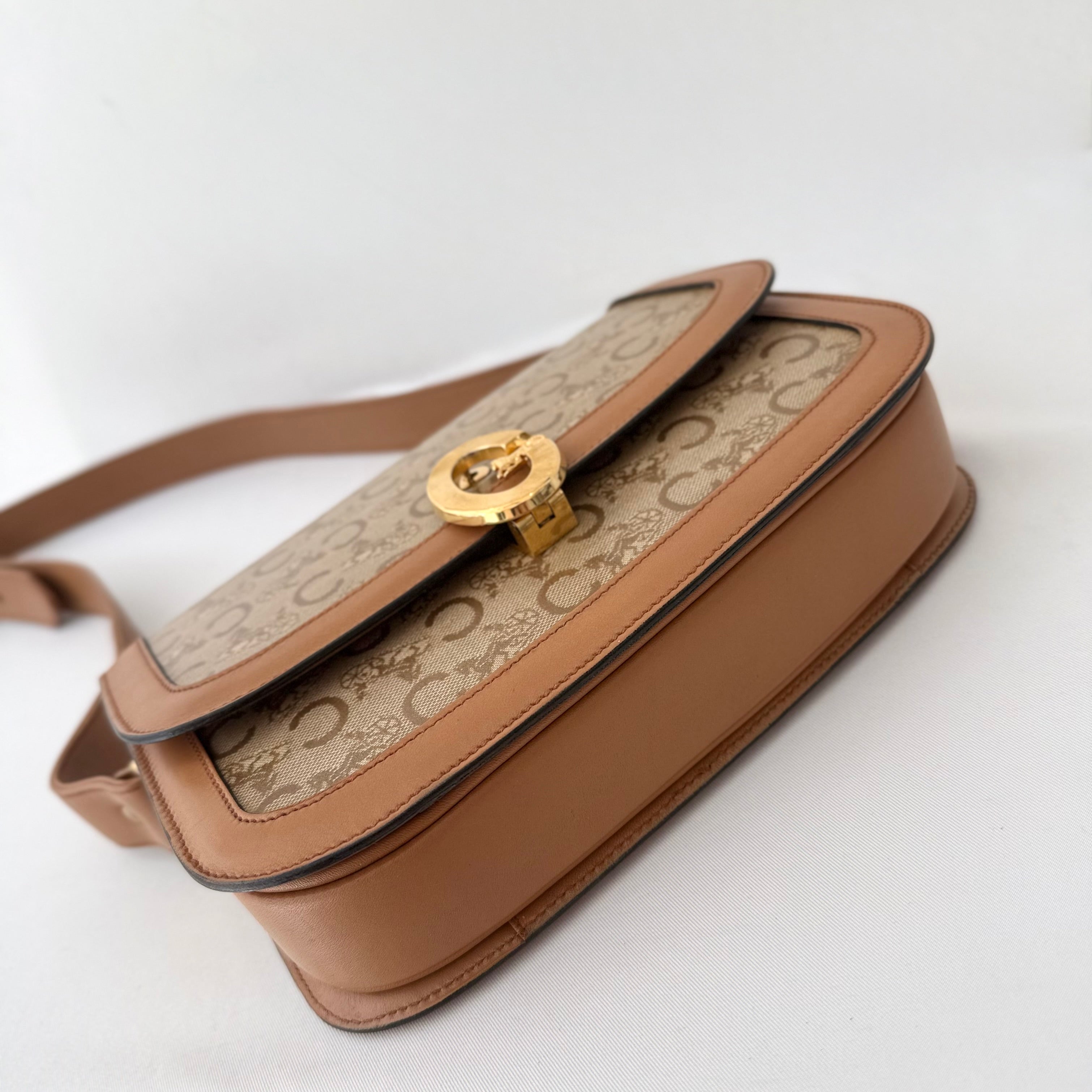 Celine Vintage Horse Carriage C Macadam Brown Shoulder Bag