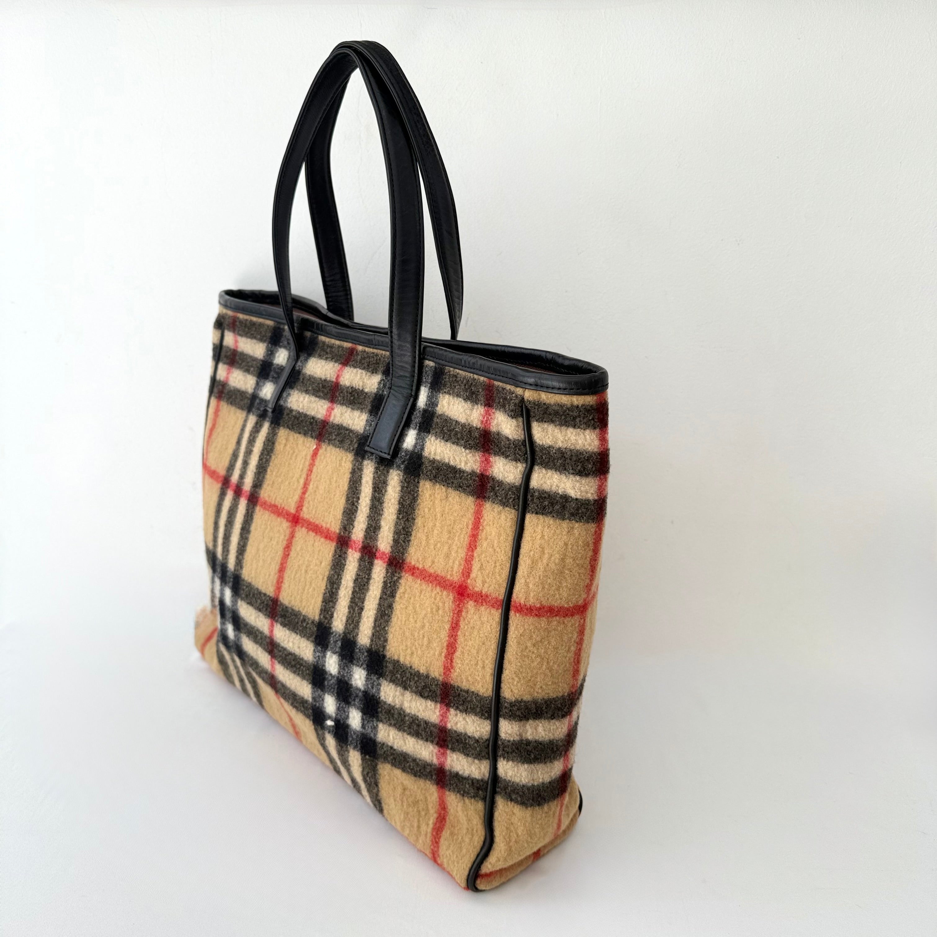 BURBERRY Nova Check Wool Beige Shoulder Bag