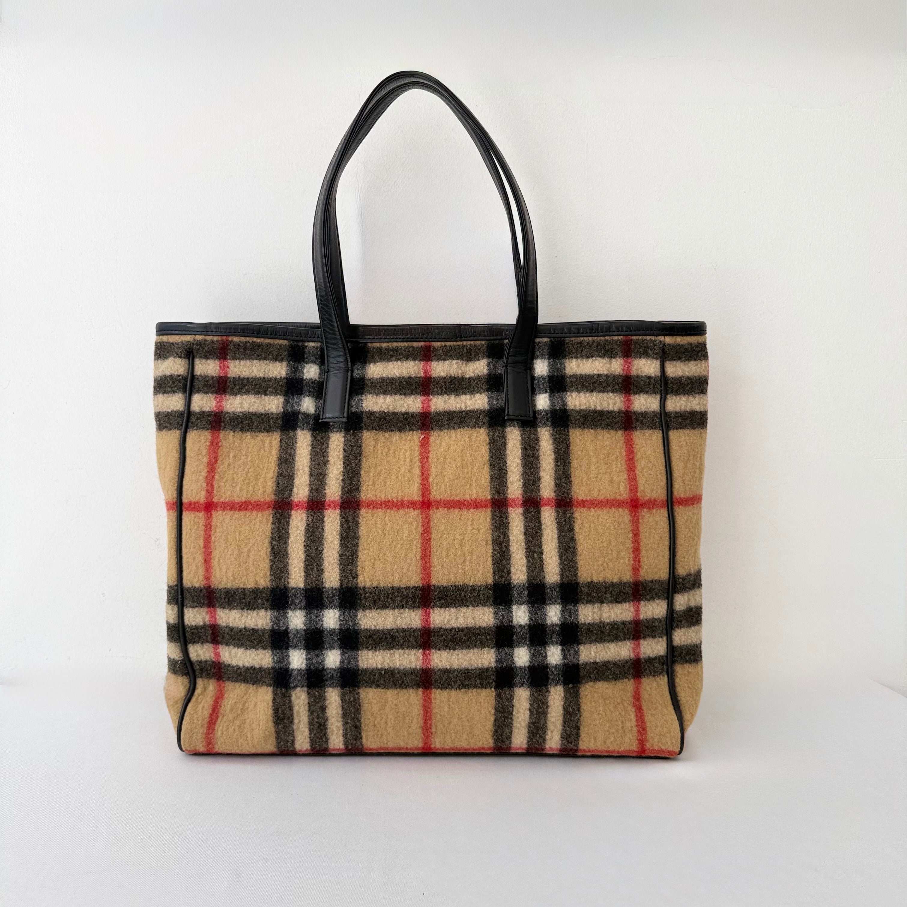 BURBERRY Nova Check Wool Beige Shoulder Bag