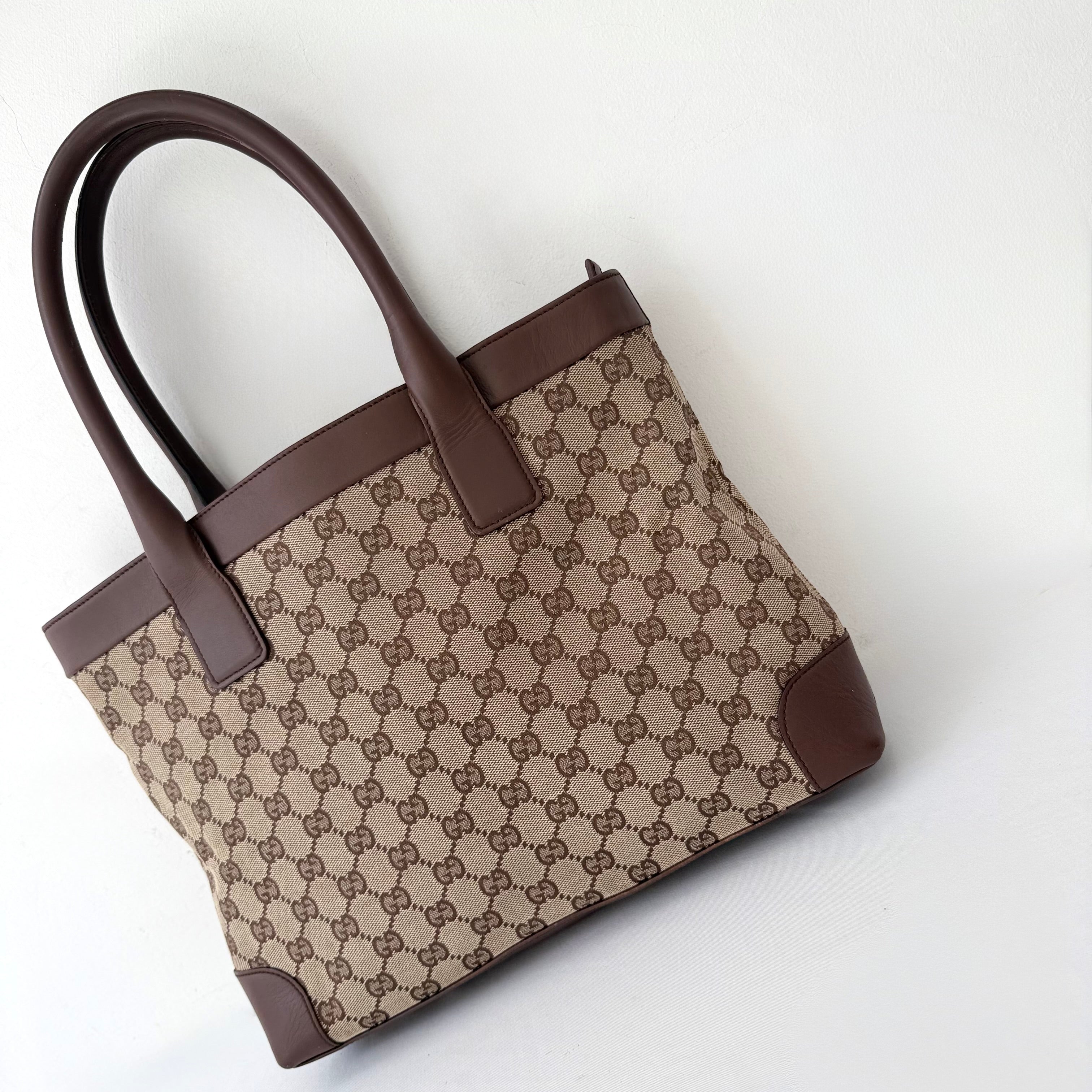(Reserved) Gucci GG Brown Monogram Canvas Tote Bag