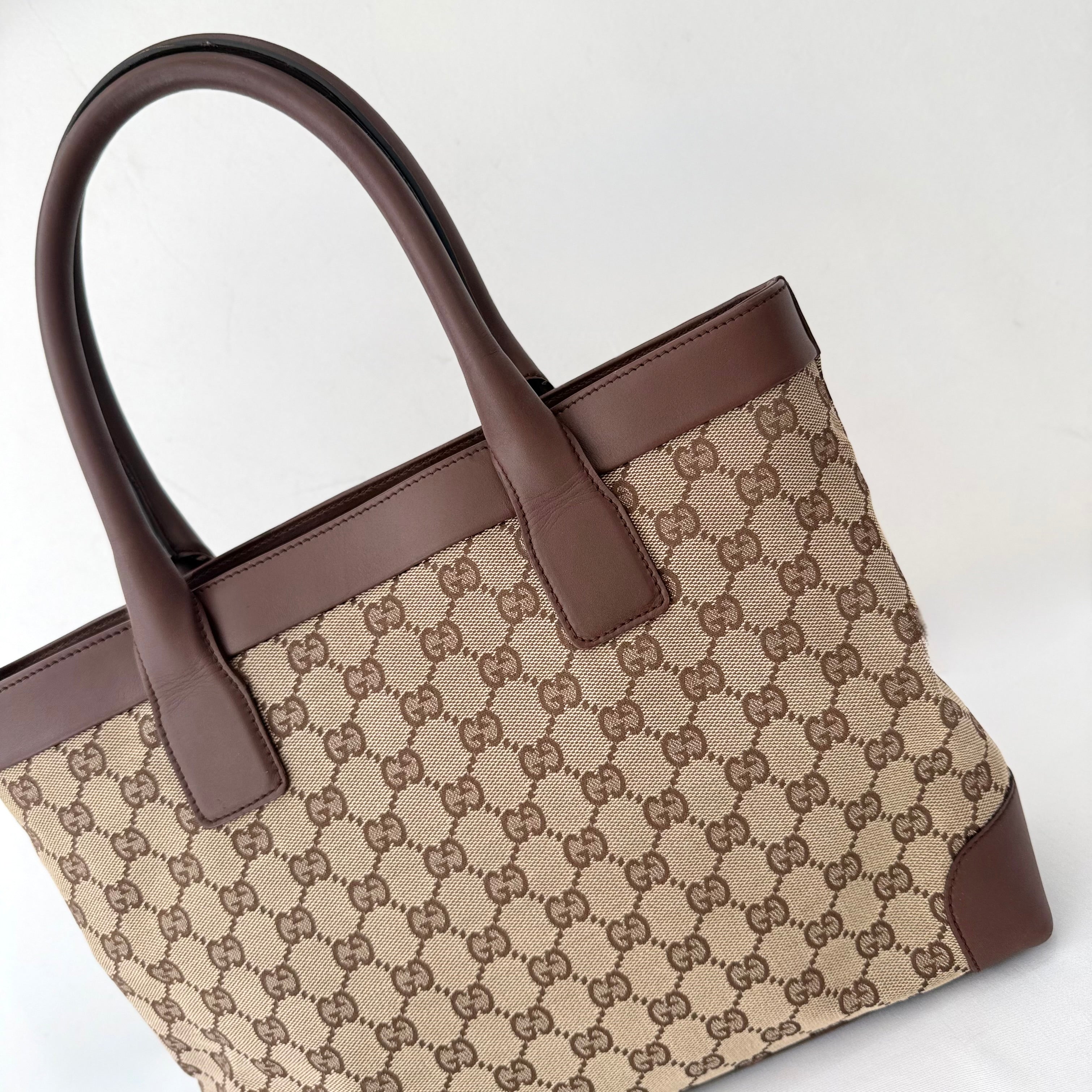 (Reserved) Gucci GG Brown Monogram Canvas Tote Bag