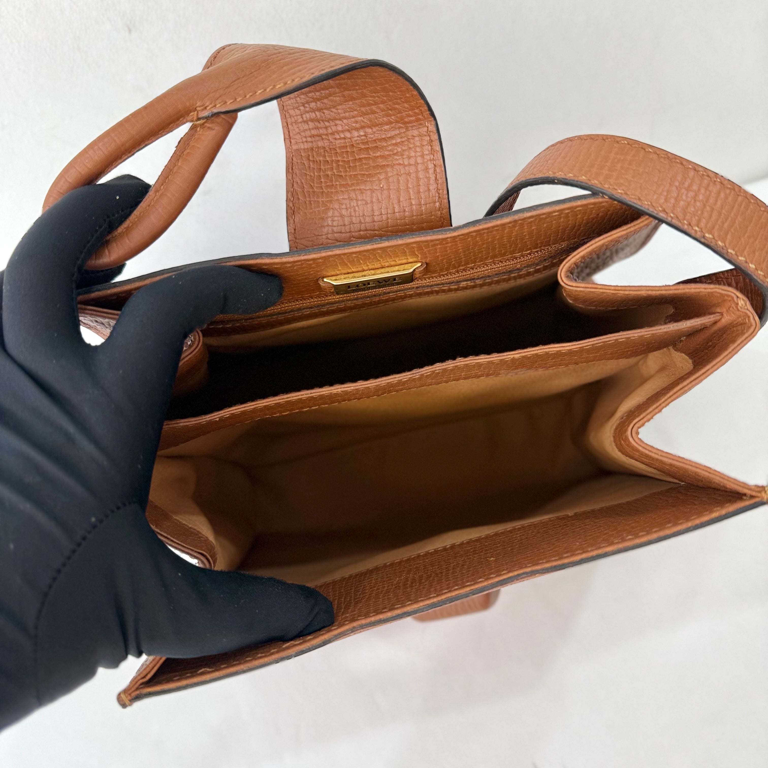 Loewe Textured Leather Toe Bag - Brown