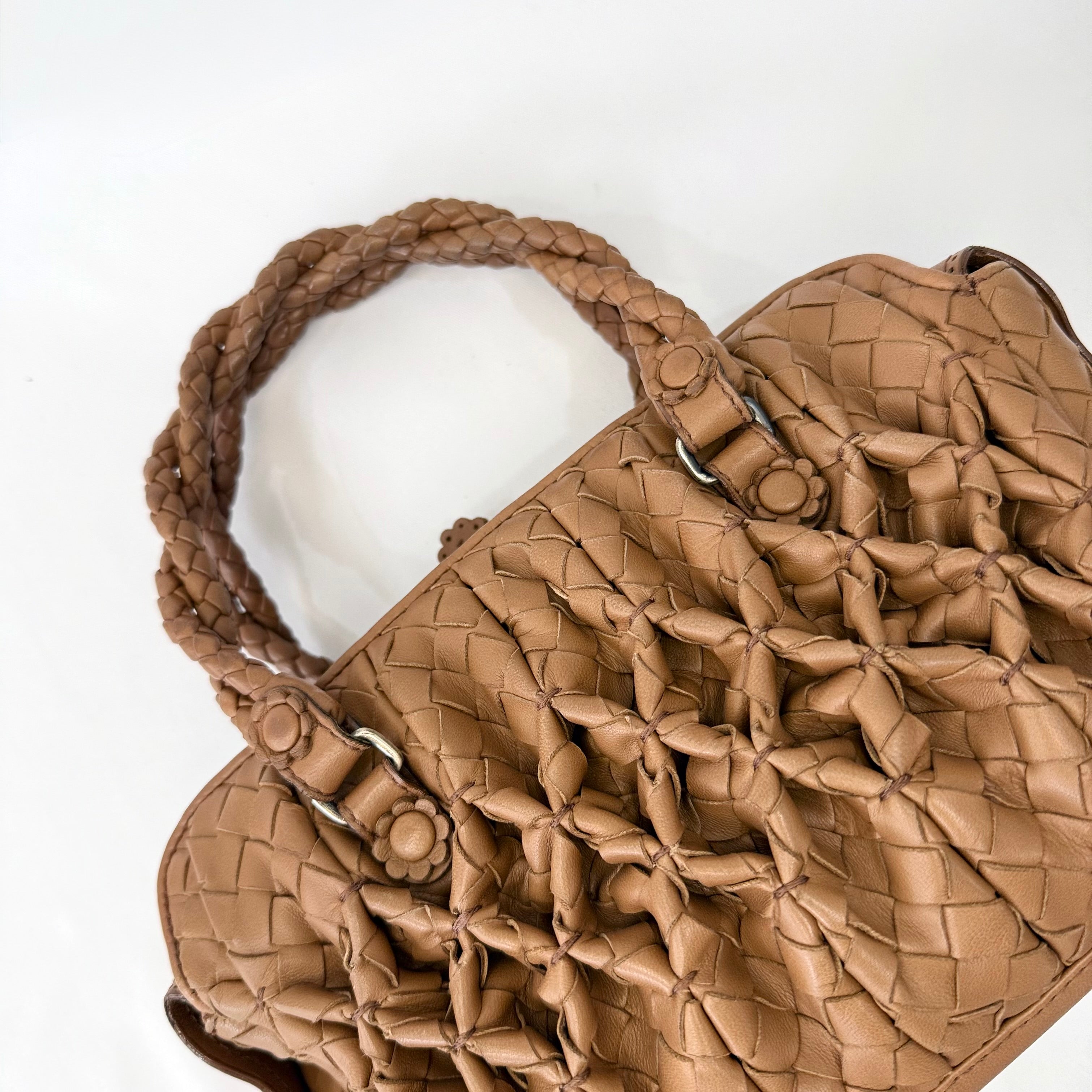 Bottega Veneta Brown Intrecciato Leather Braided Handle Satchel