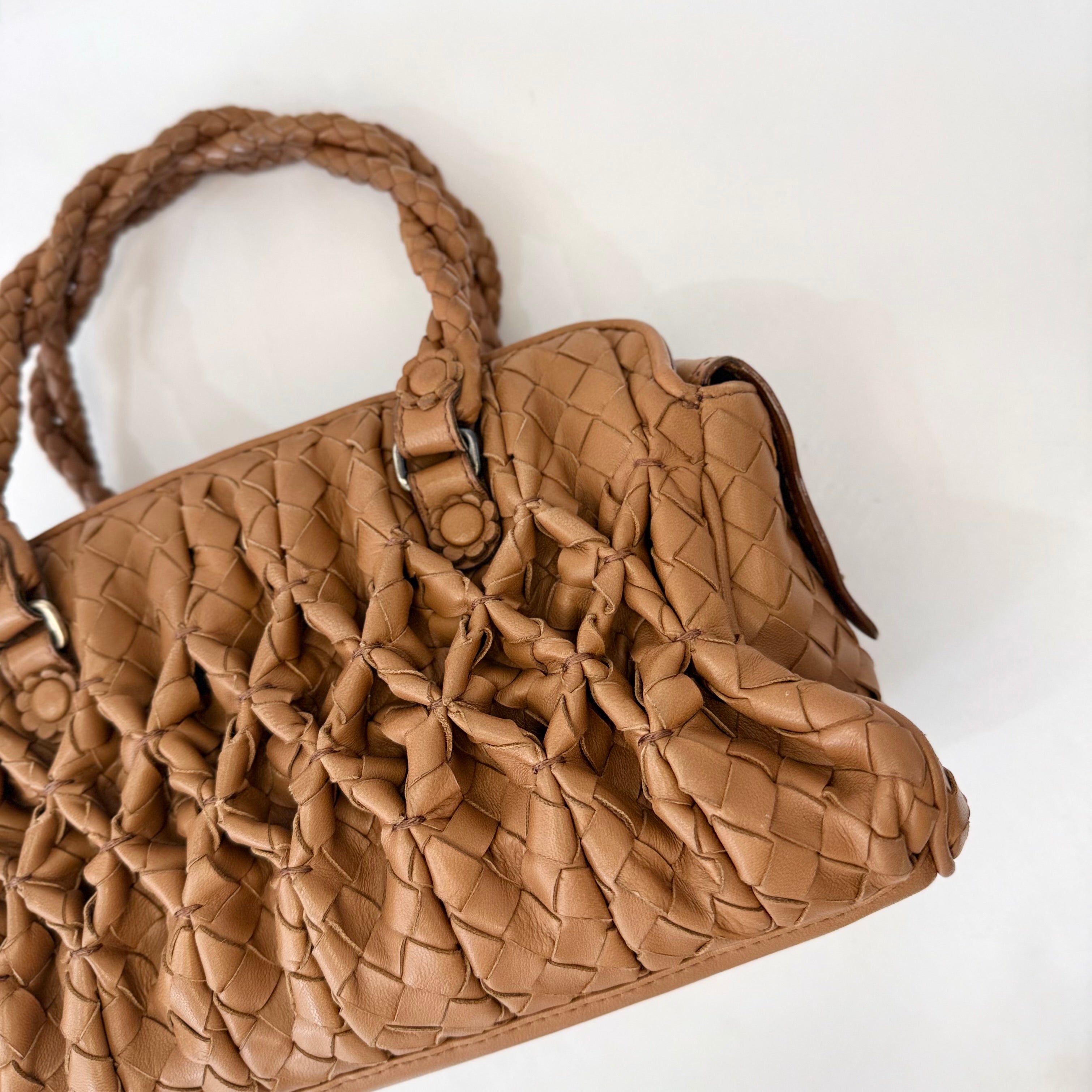 Bottega Veneta Brown Intrecciato Leather Braided Handle Satchel