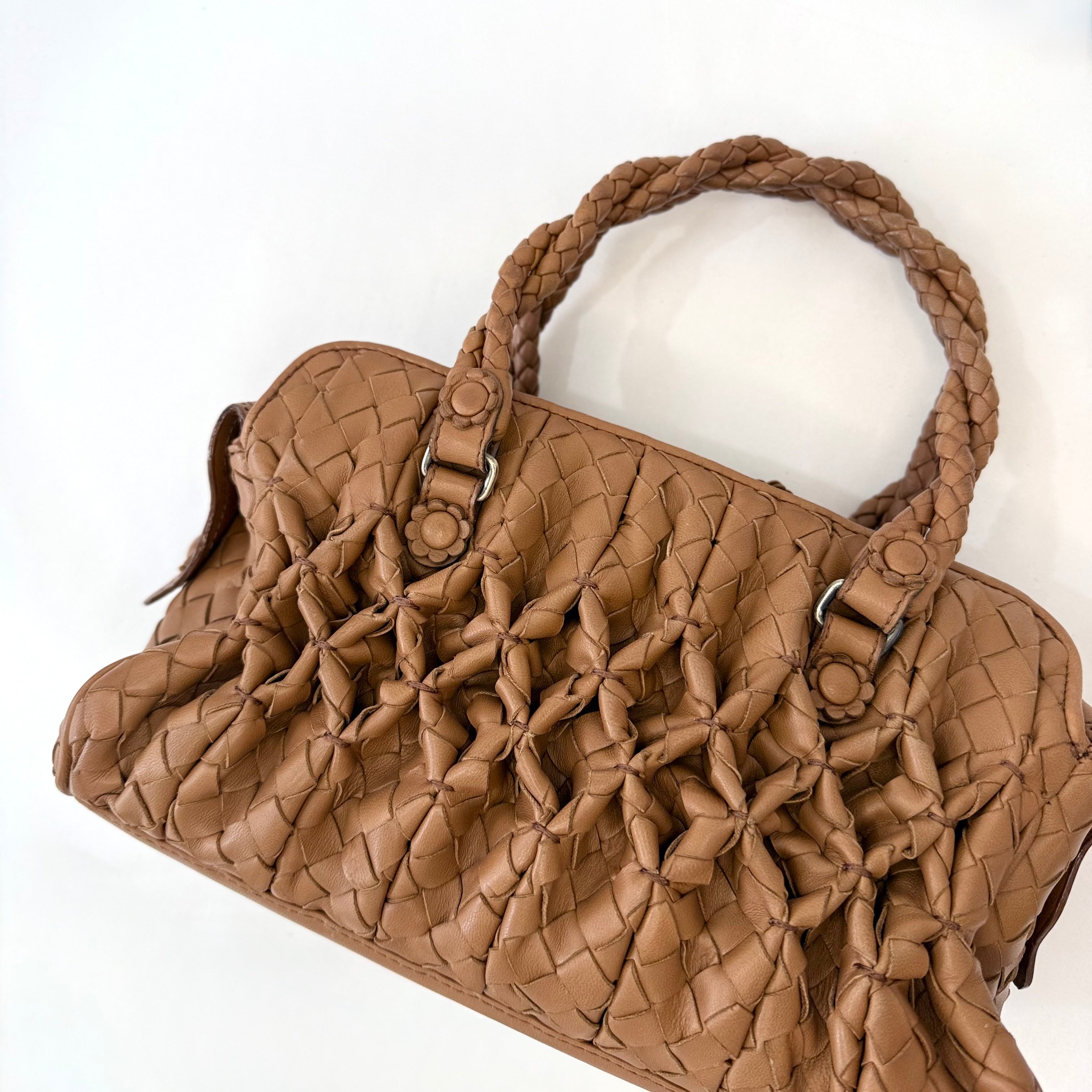 Bottega Veneta Brown Intrecciato Leather Braided Handle Satchel