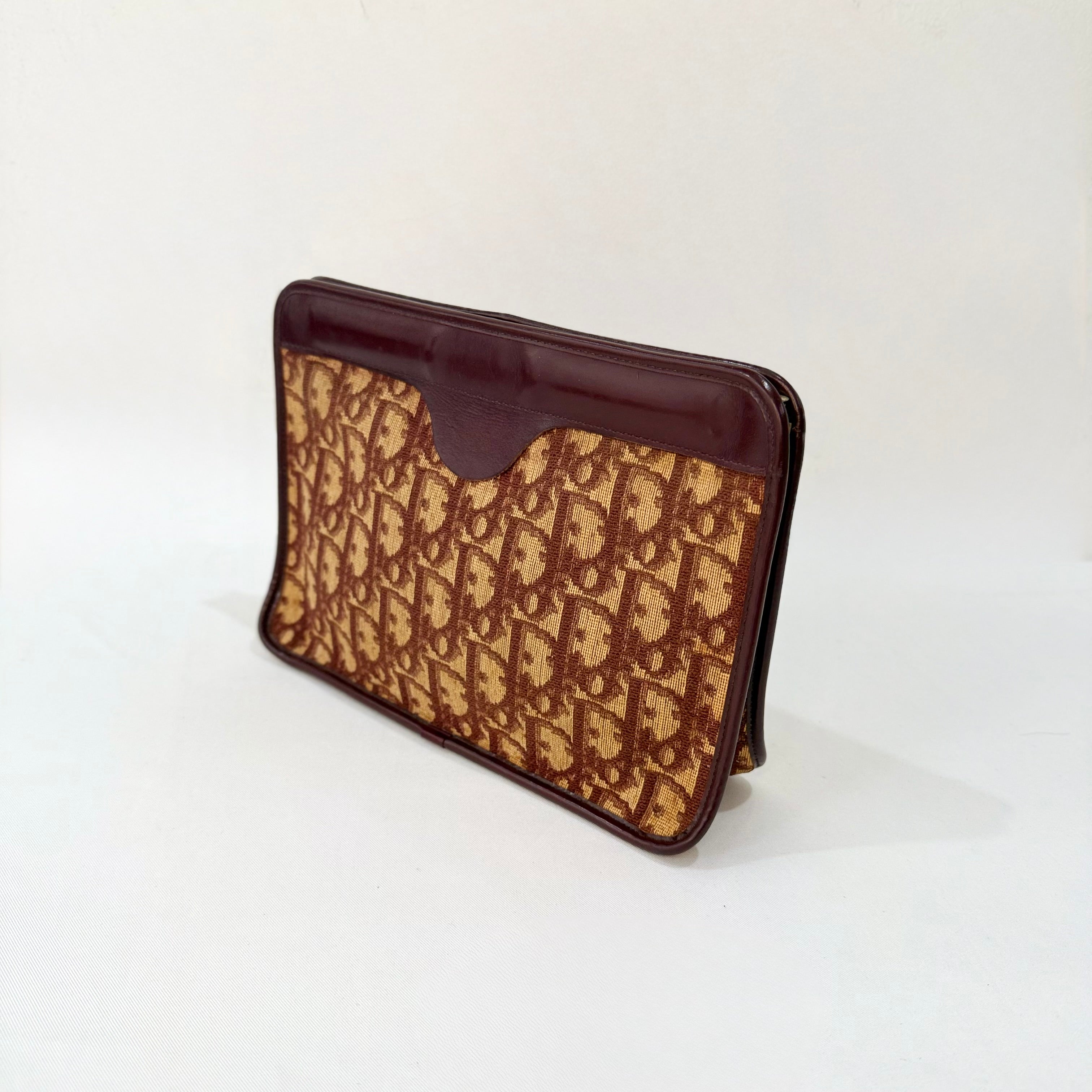 Christian Dior Trotter Canvas Burgundy Pochette