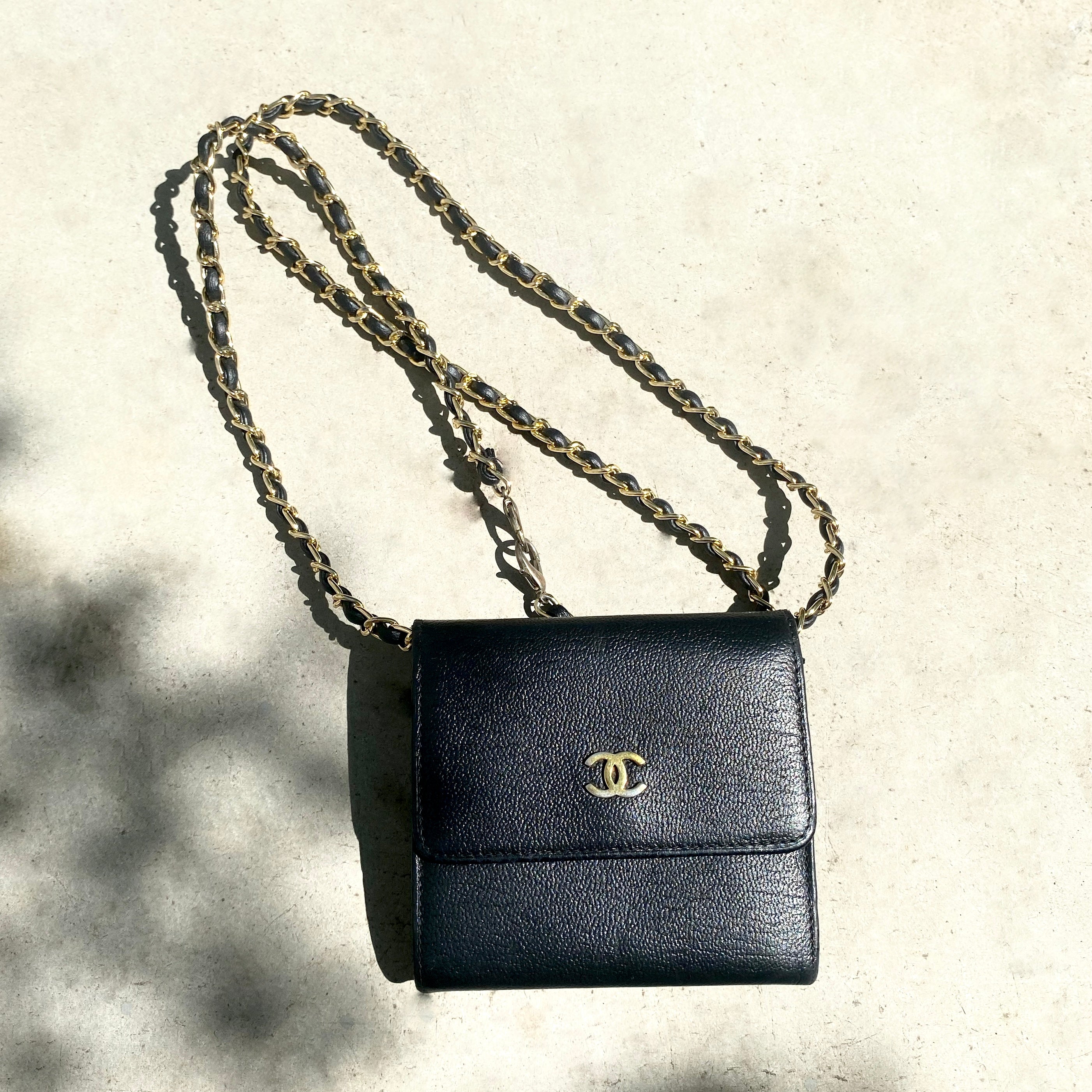 CHANEL Coco Button Tri-fold Wallet