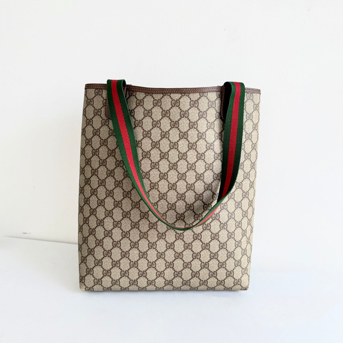 GUCCI GG Coated Canvas Web Sherry Line Tote Bag