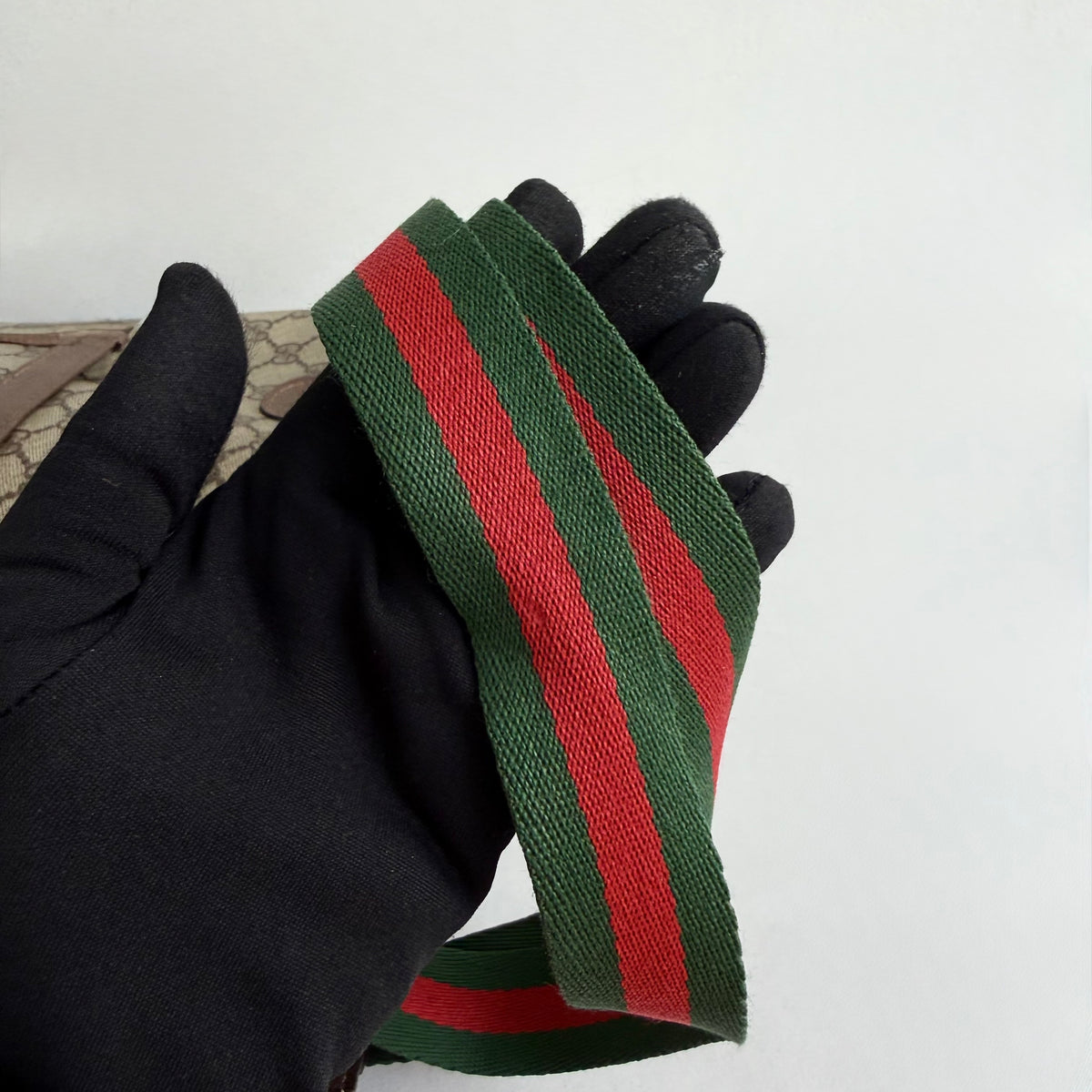 GUCCI GG Coated Canvas Web Sherry Line Tote Bag
