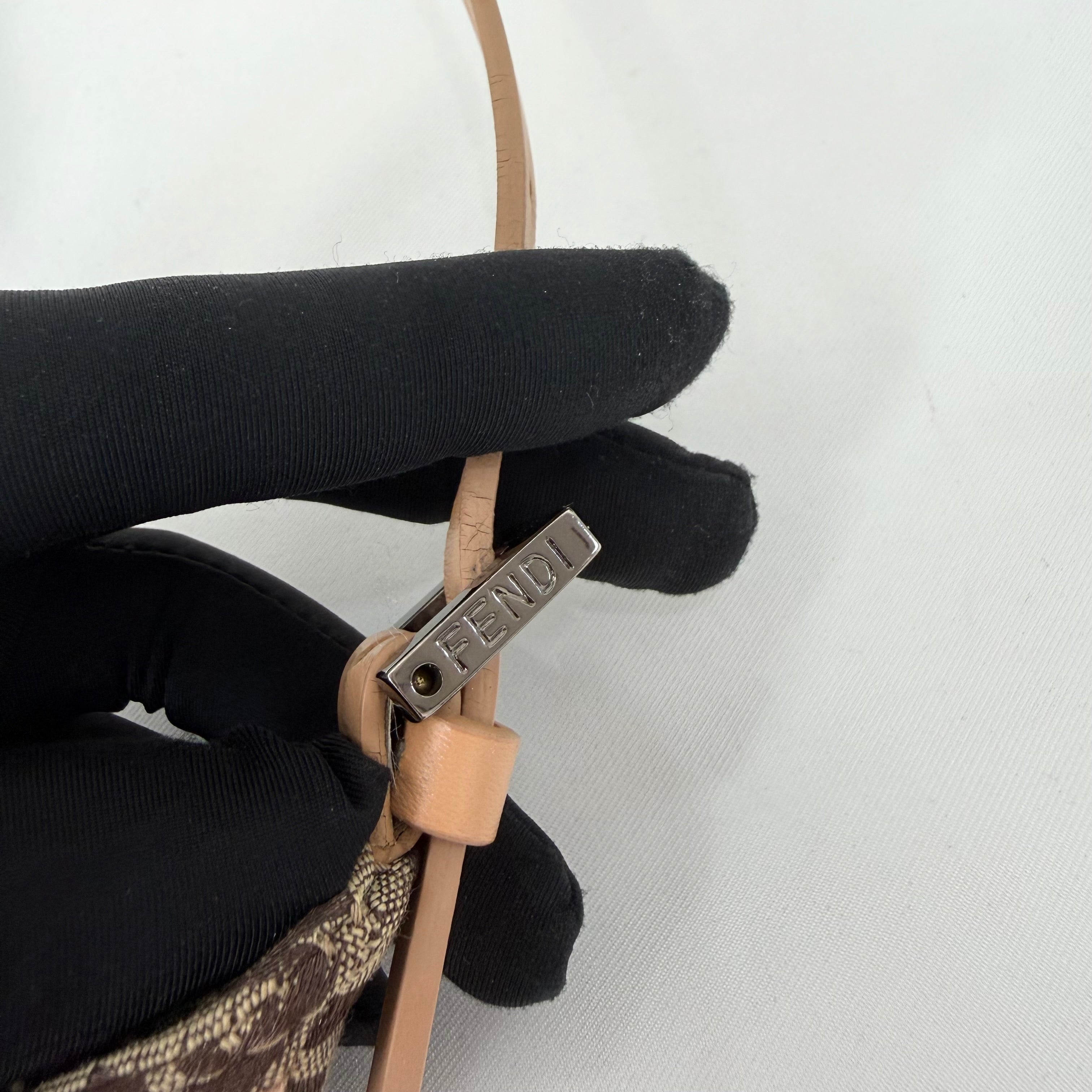Fendi Brown Zucchino Canvas and Leather Shoulder Bag