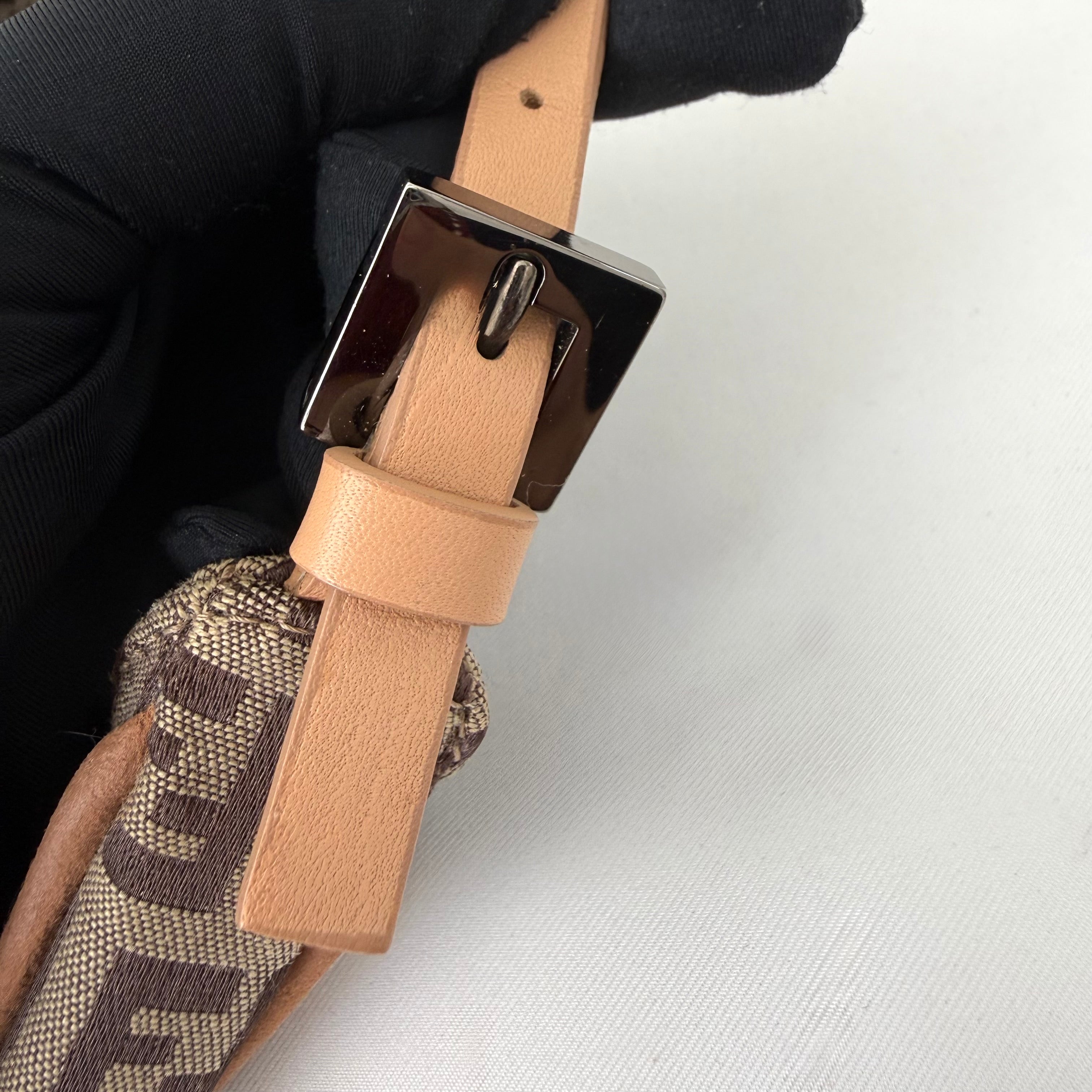 Fendi Brown Zucchino Canvas and Leather Shoulder Bag