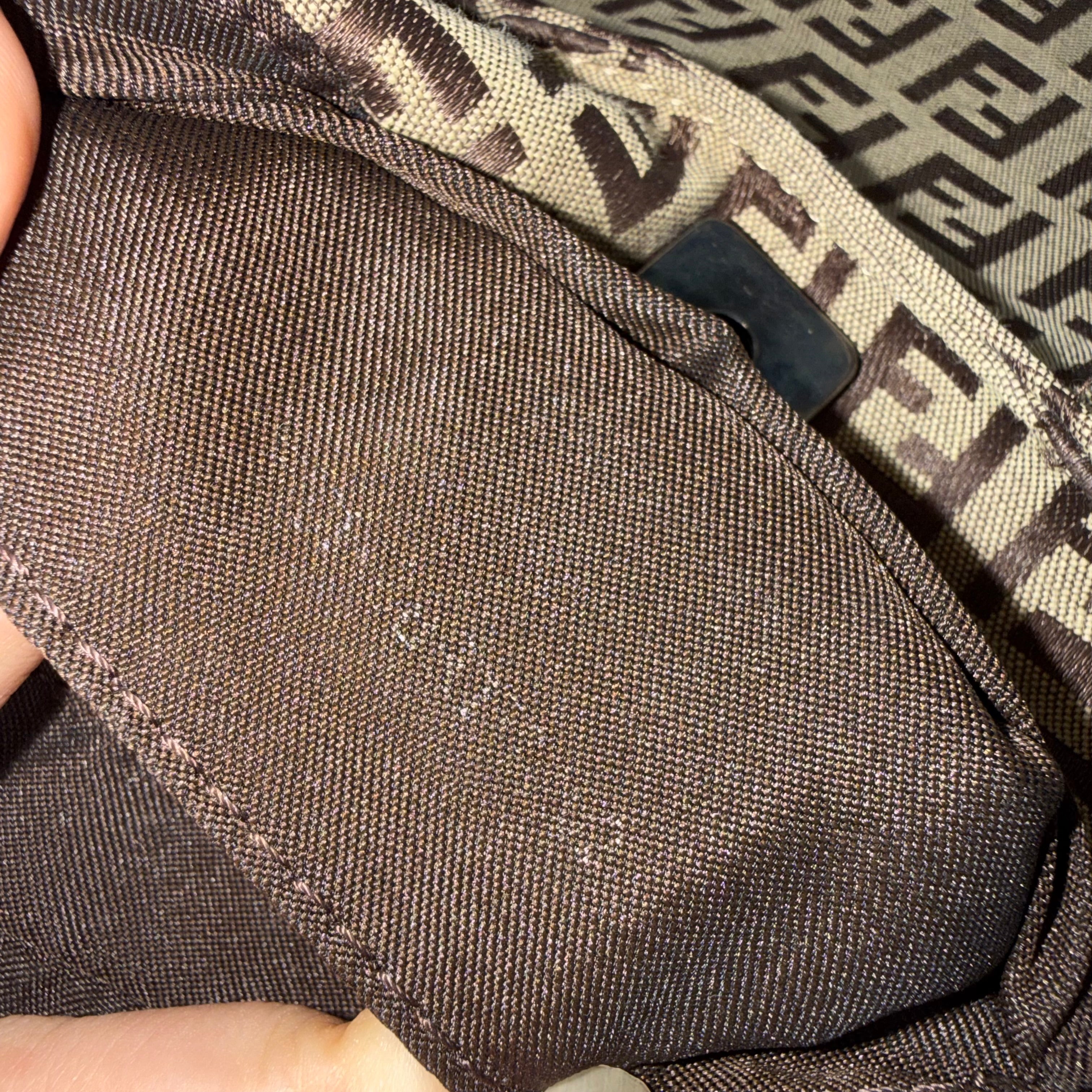 Fendi Brown Zucchino Canvas and Leather Shoulder Bag