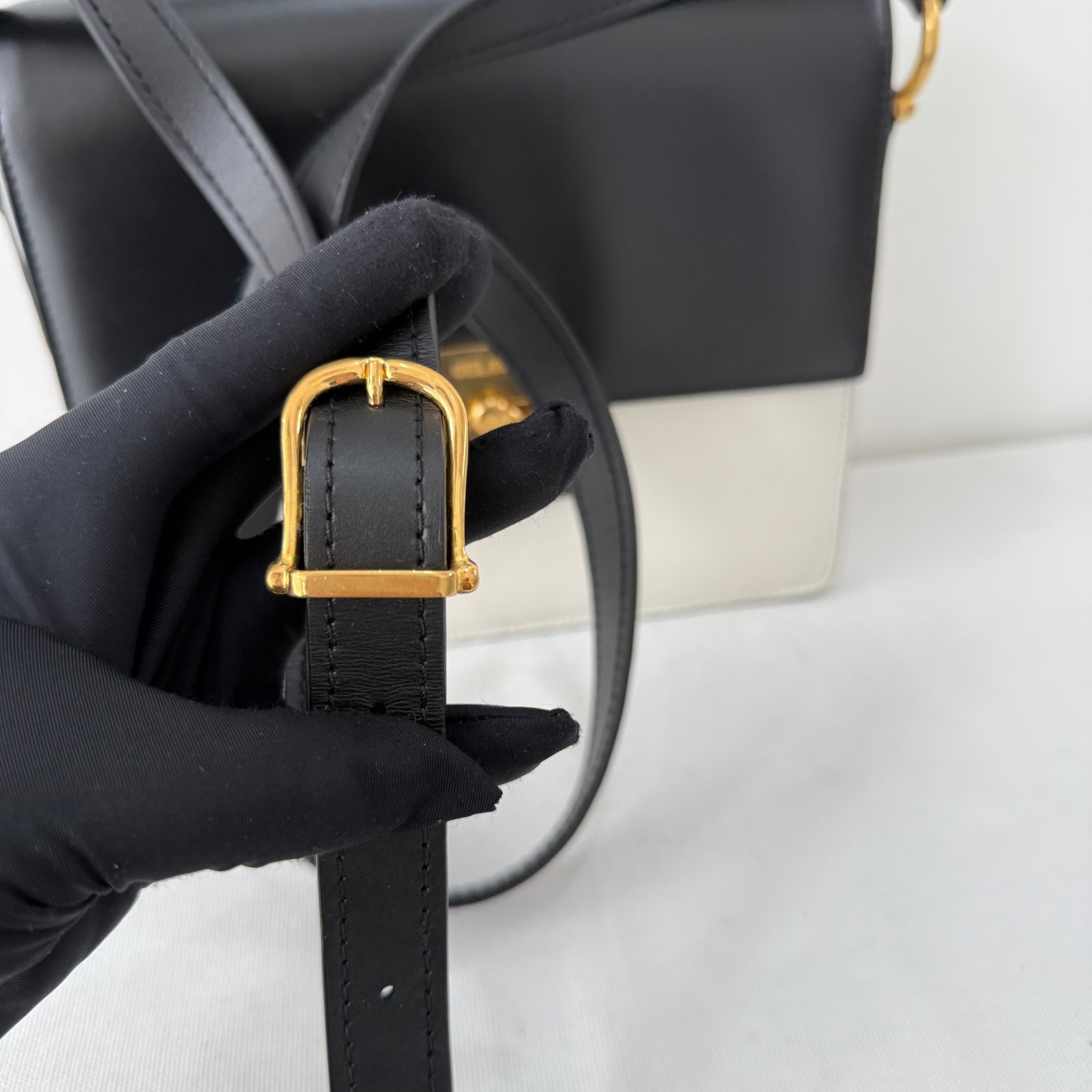 Celine Box White Black Shoulder Bag