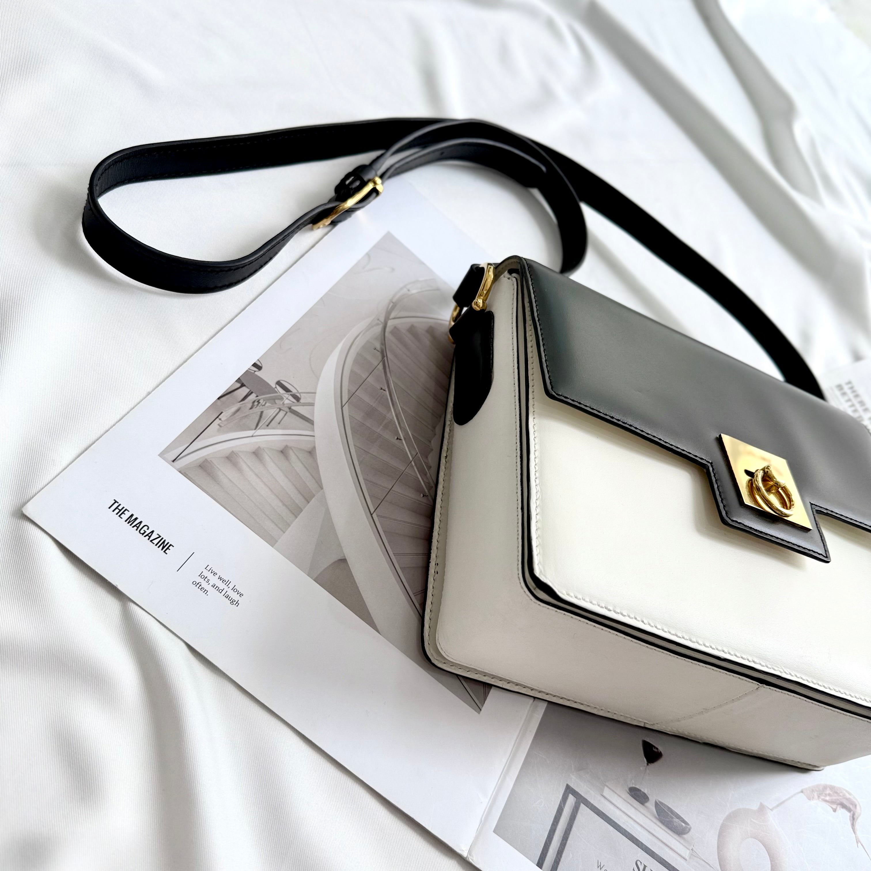 Celine Box White Black Shoulder Bag