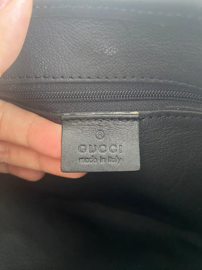 Gucci Jackie Black Beige Canvas Leather Shoulder Bag