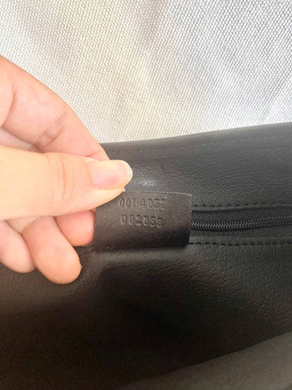 Gucci Jackie Black Beige Canvas Leather Shoulder Bag