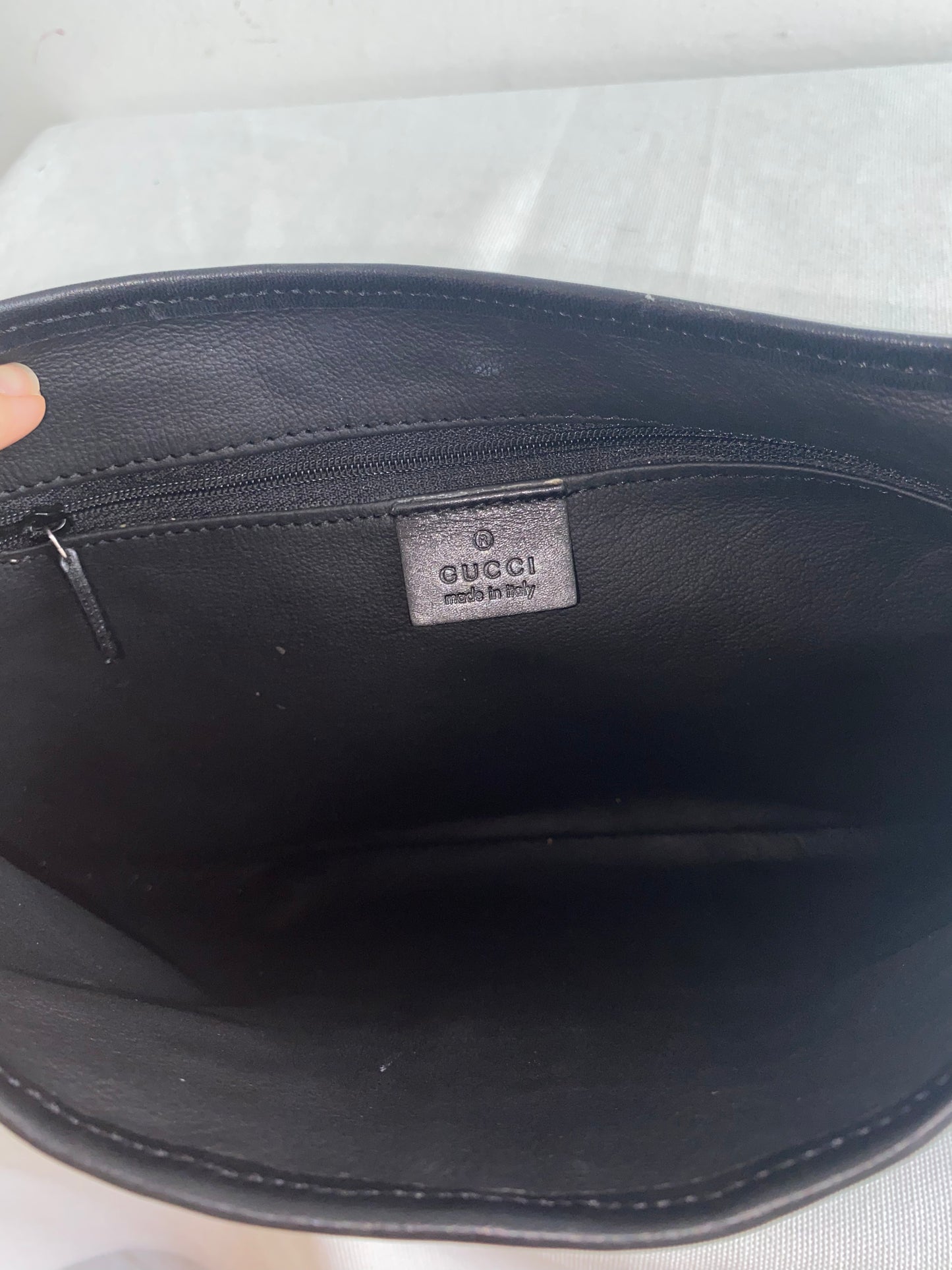 Gucci Jackie Black Beige Canvas Leather Shoulder Bag