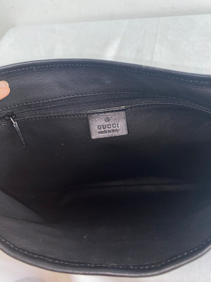 Gucci Jackie Black Beige Canvas Leather Shoulder Bag