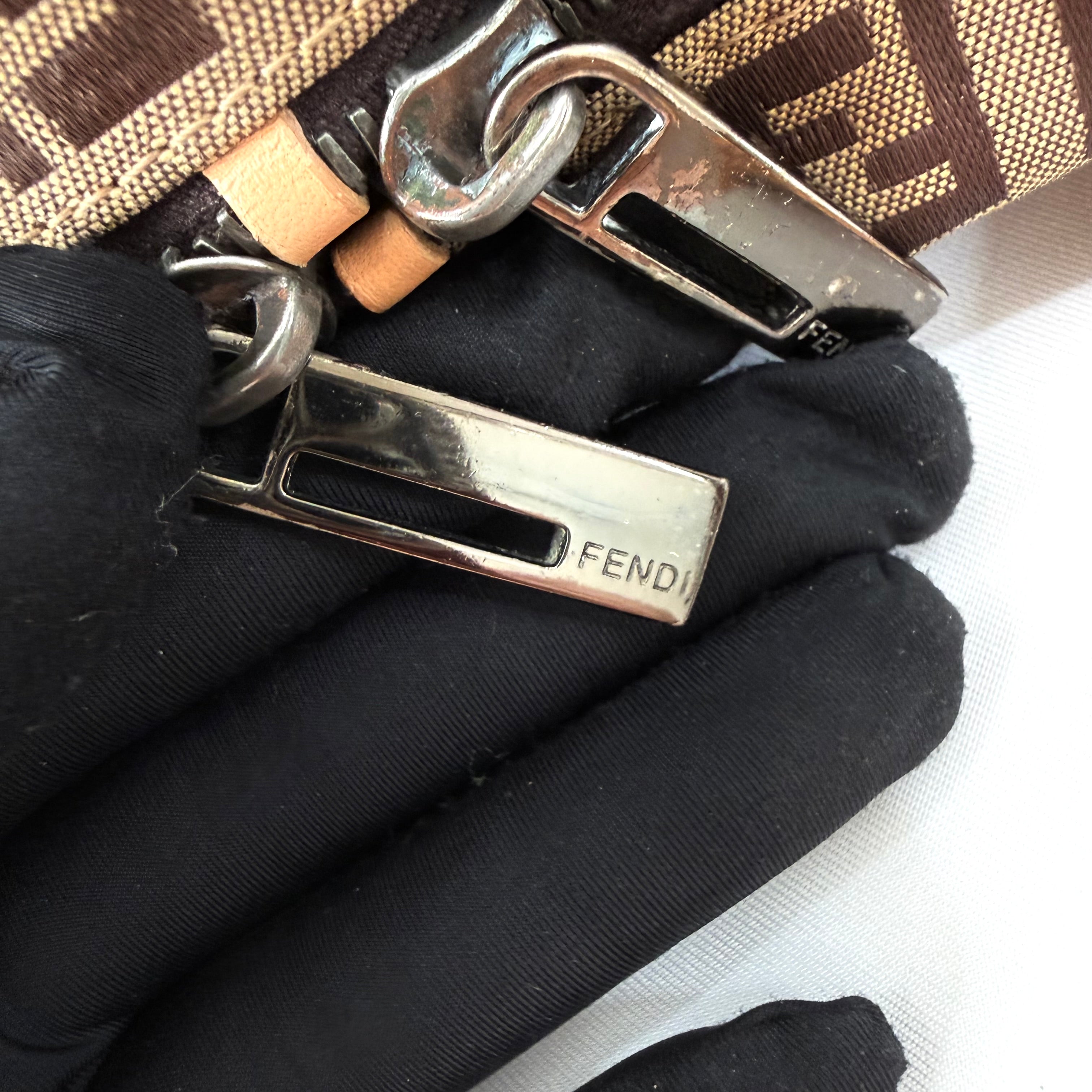Fendi Vintage Brown Zucchino Canvas Tote