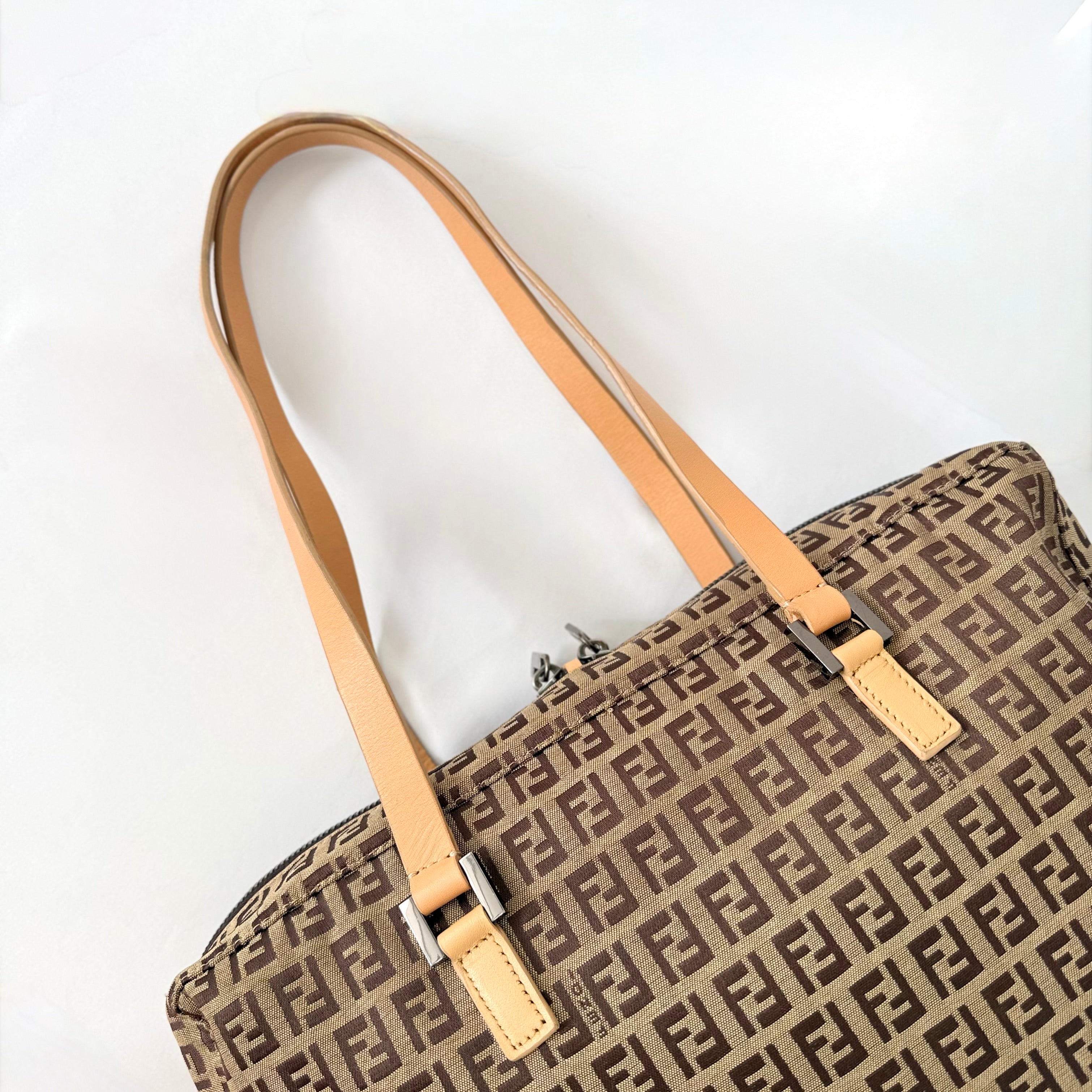 Fendi Vintage Brown Zucchino Canvas Tote