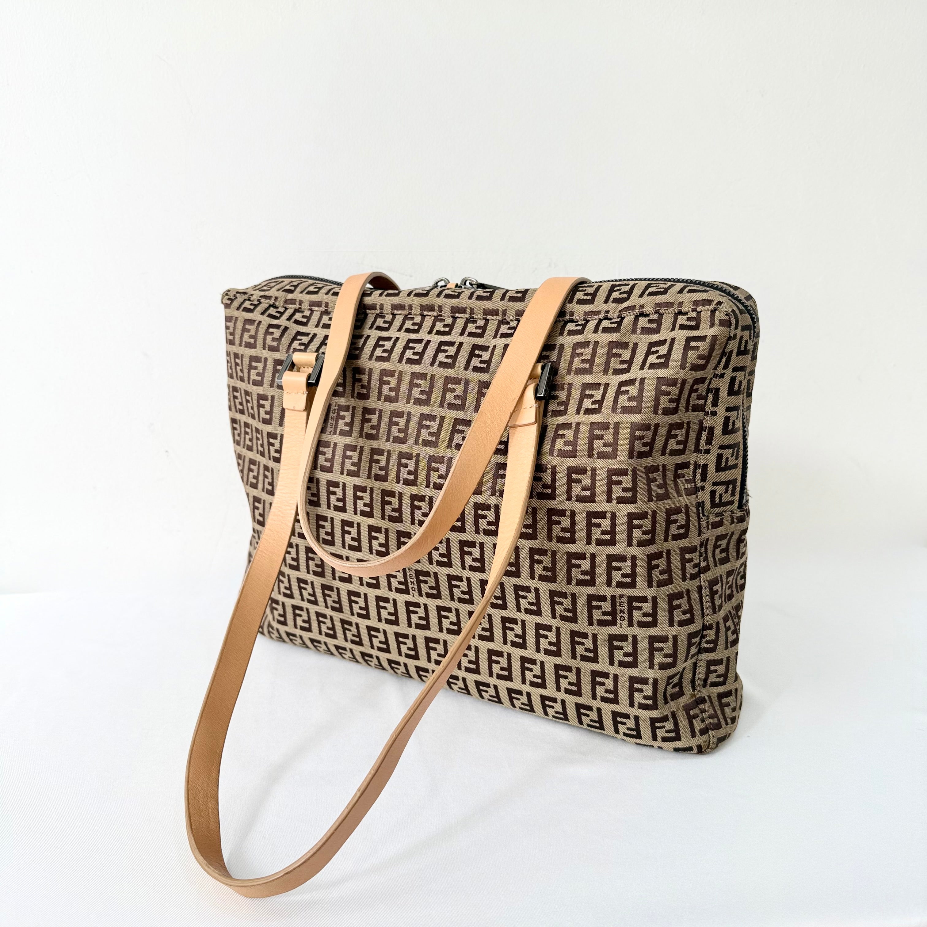 Fendi Vintage Brown Zucchino Canvas Tote