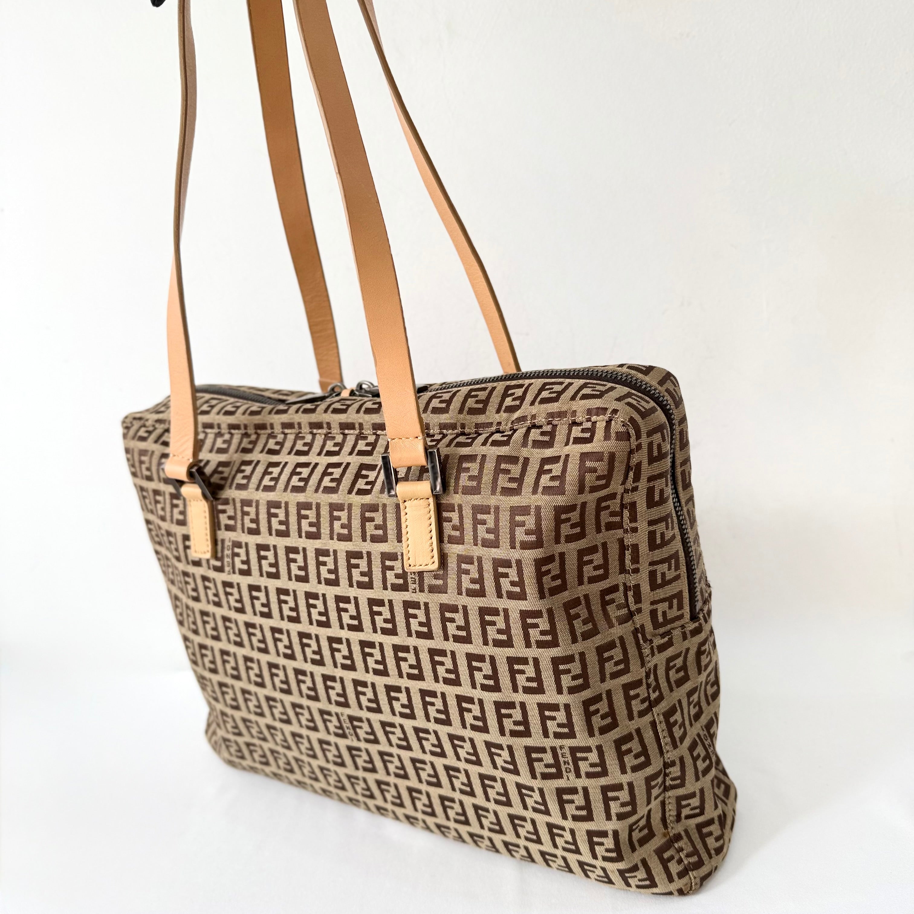 Fendi Vintage Brown Zucchino Canvas Tote