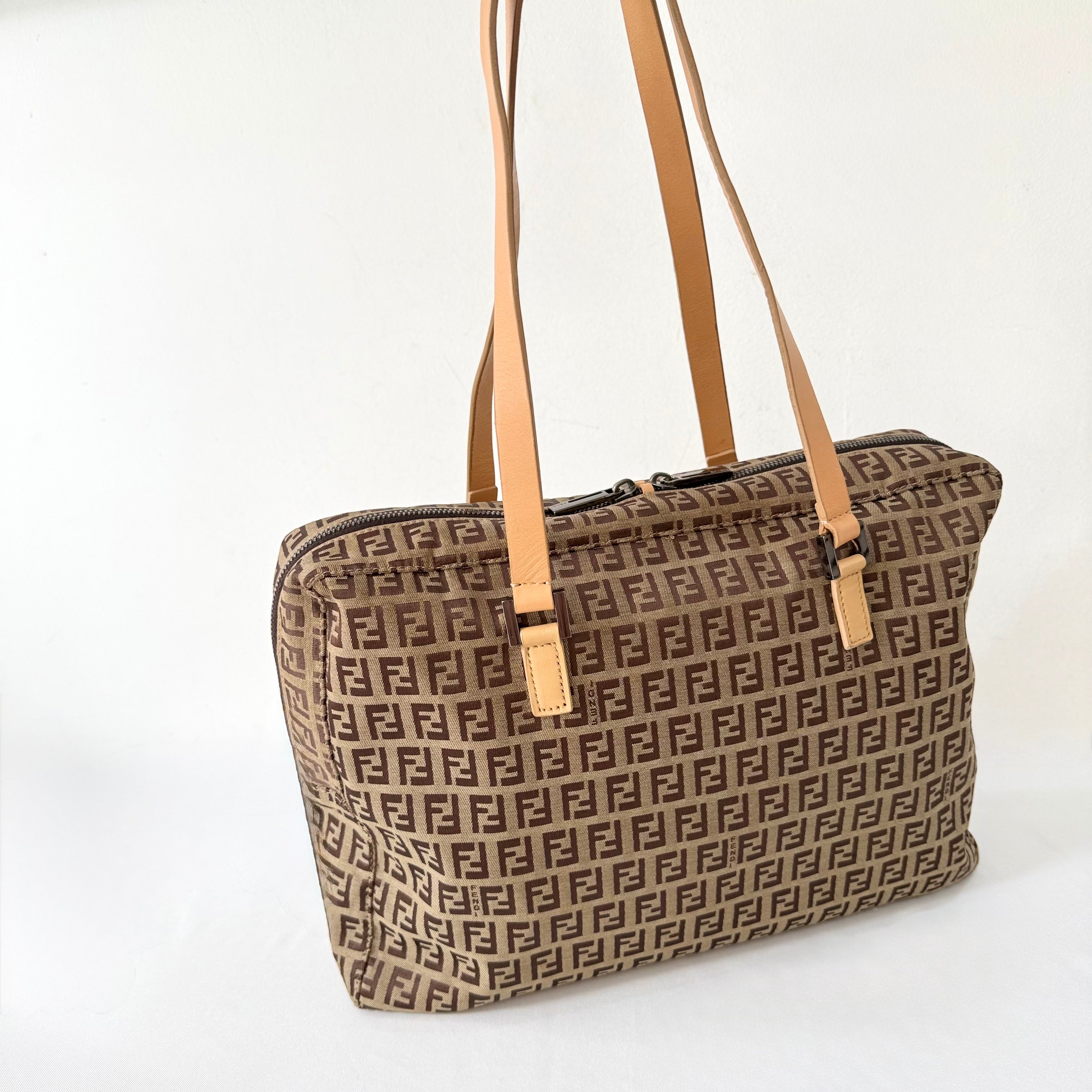 Fendi Vintage Brown Zucchino Canvas Tote