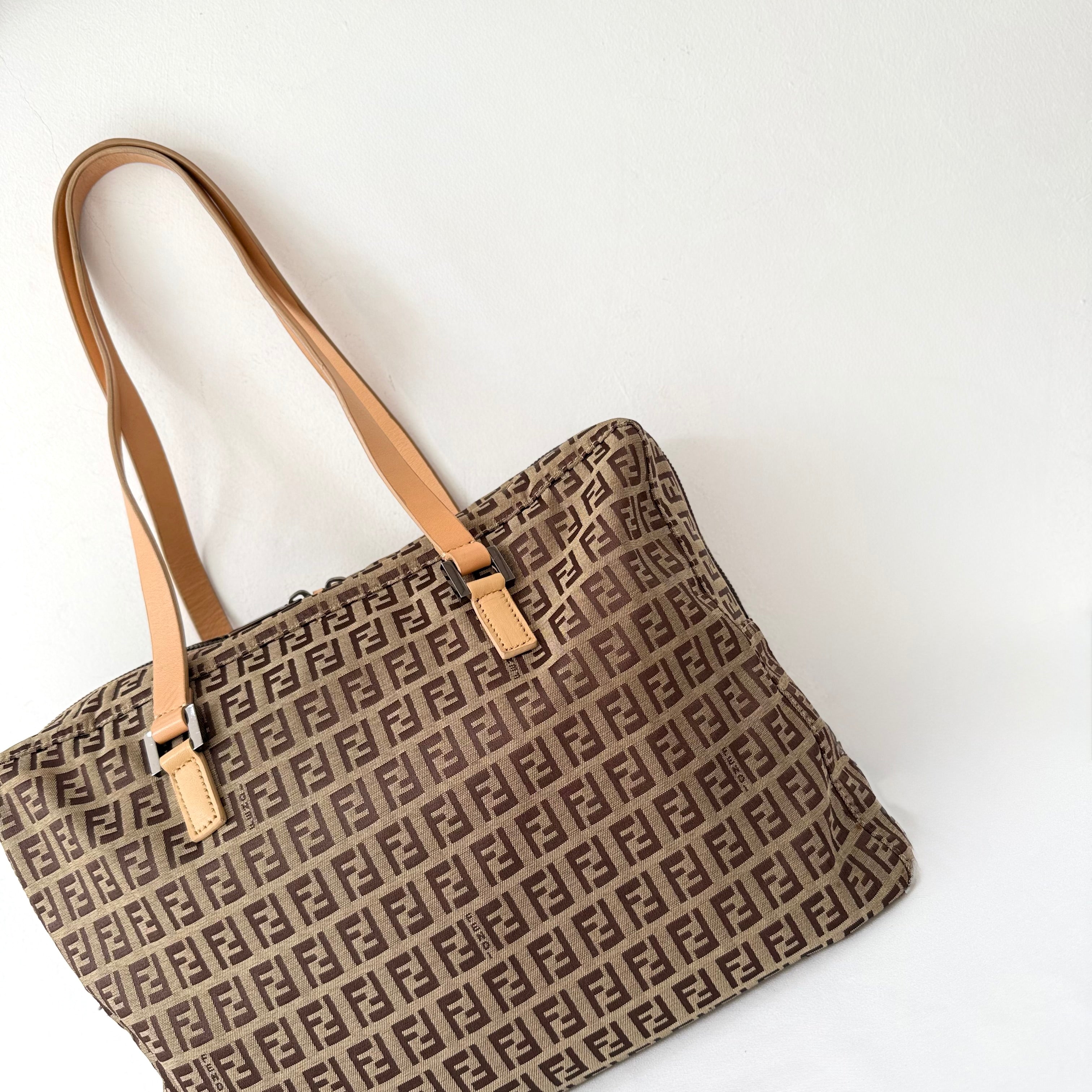 Fendi Vintage Brown Zucchino Canvas Tote
