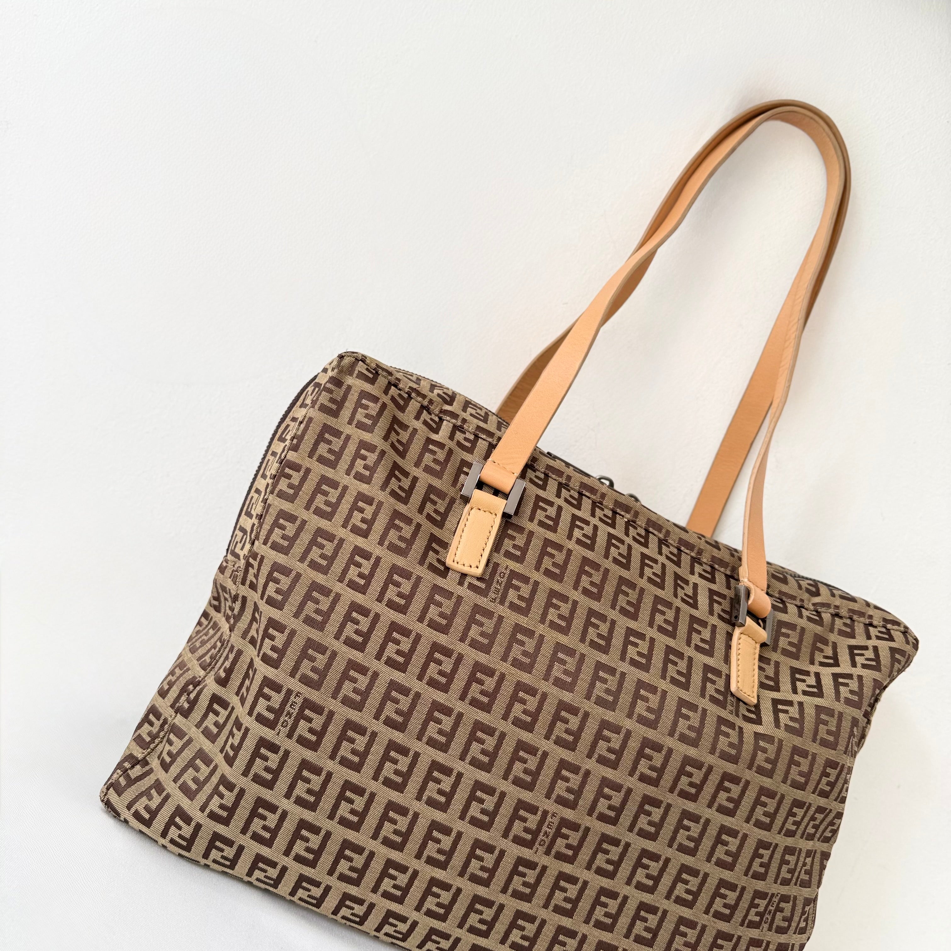 Fendi Vintage Brown Zucchino Canvas Tote