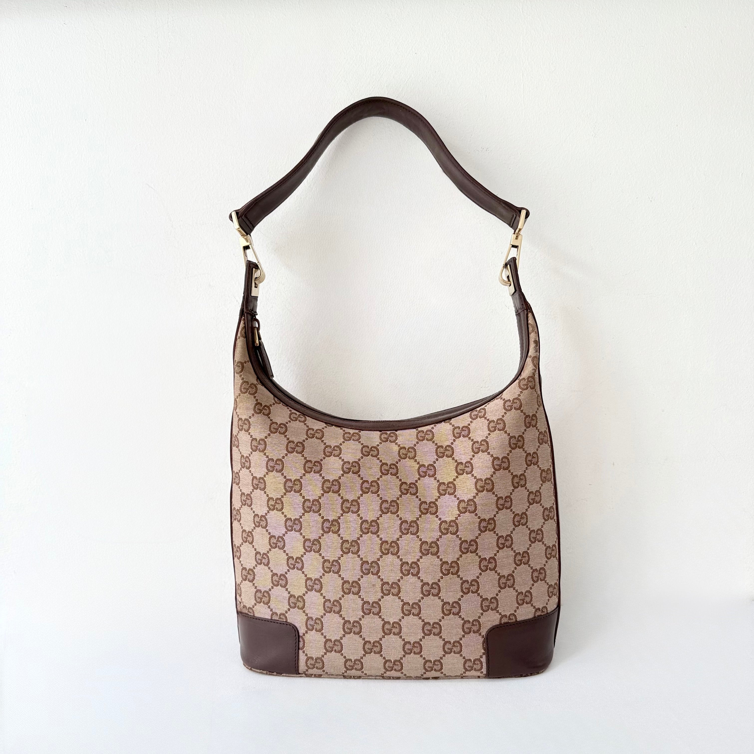 Gucci GG Brown Canvas Hobo Shoulder Bag