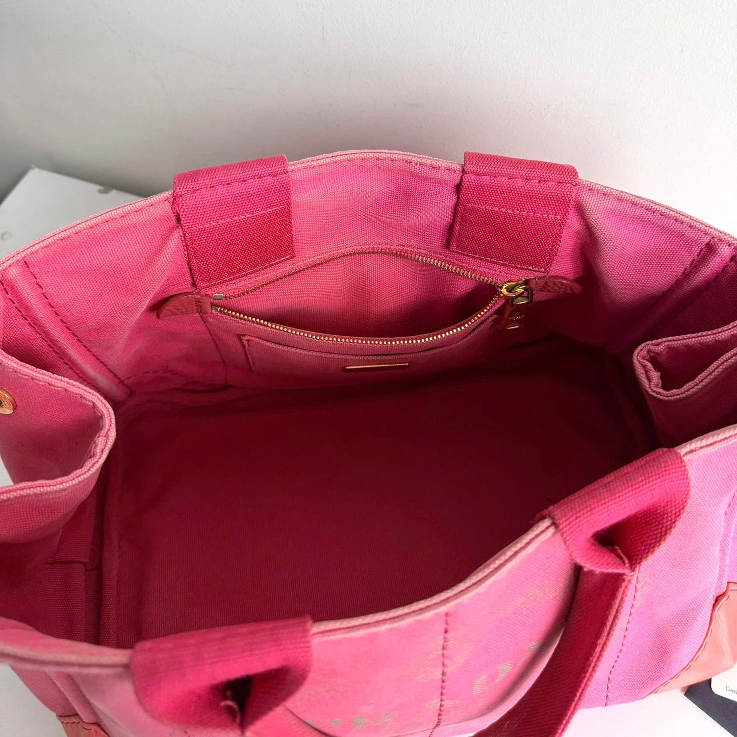 Prada Pink Denim Canapa Logo Tote