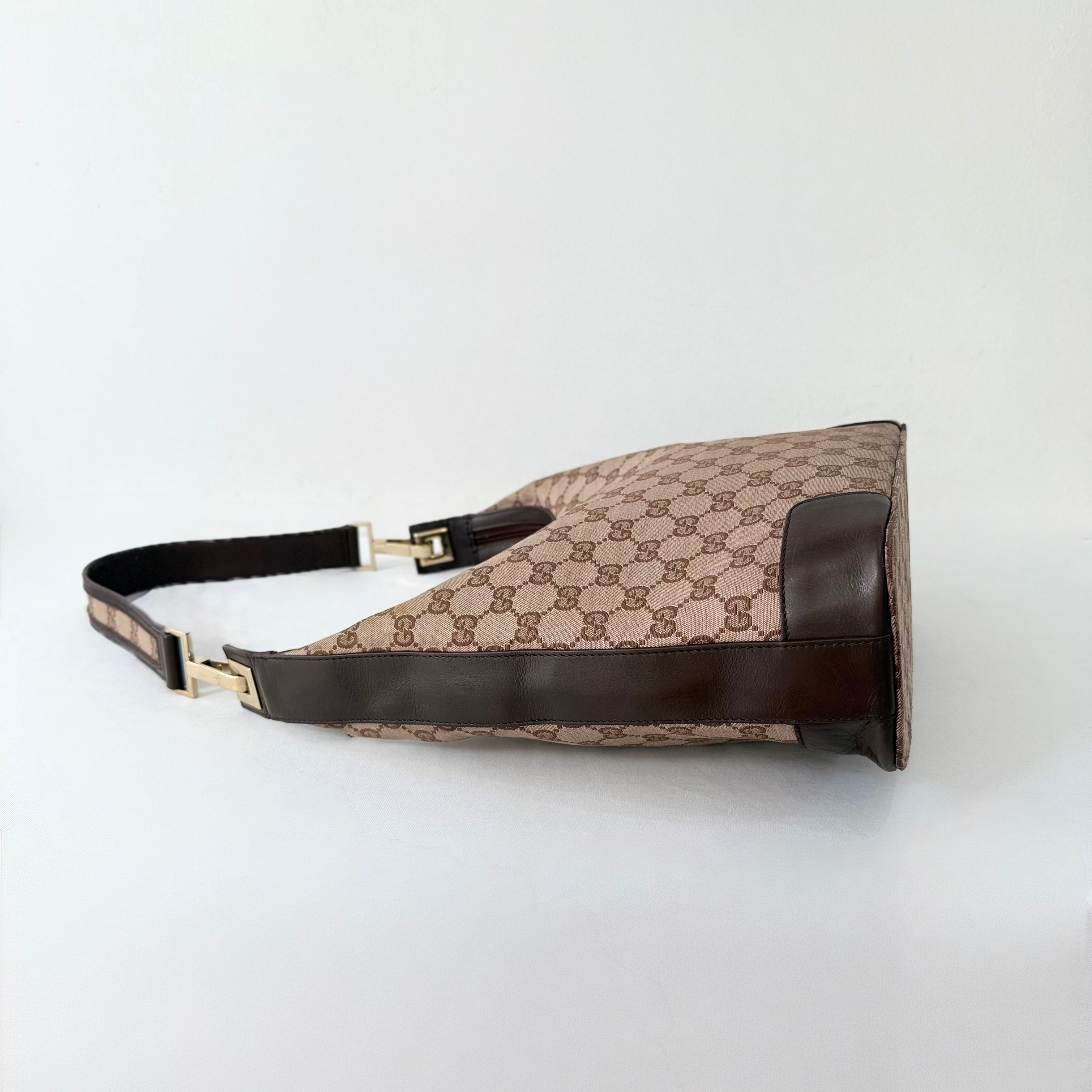 Gucci GG Brown Canvas Hobo Shoulder Bag
