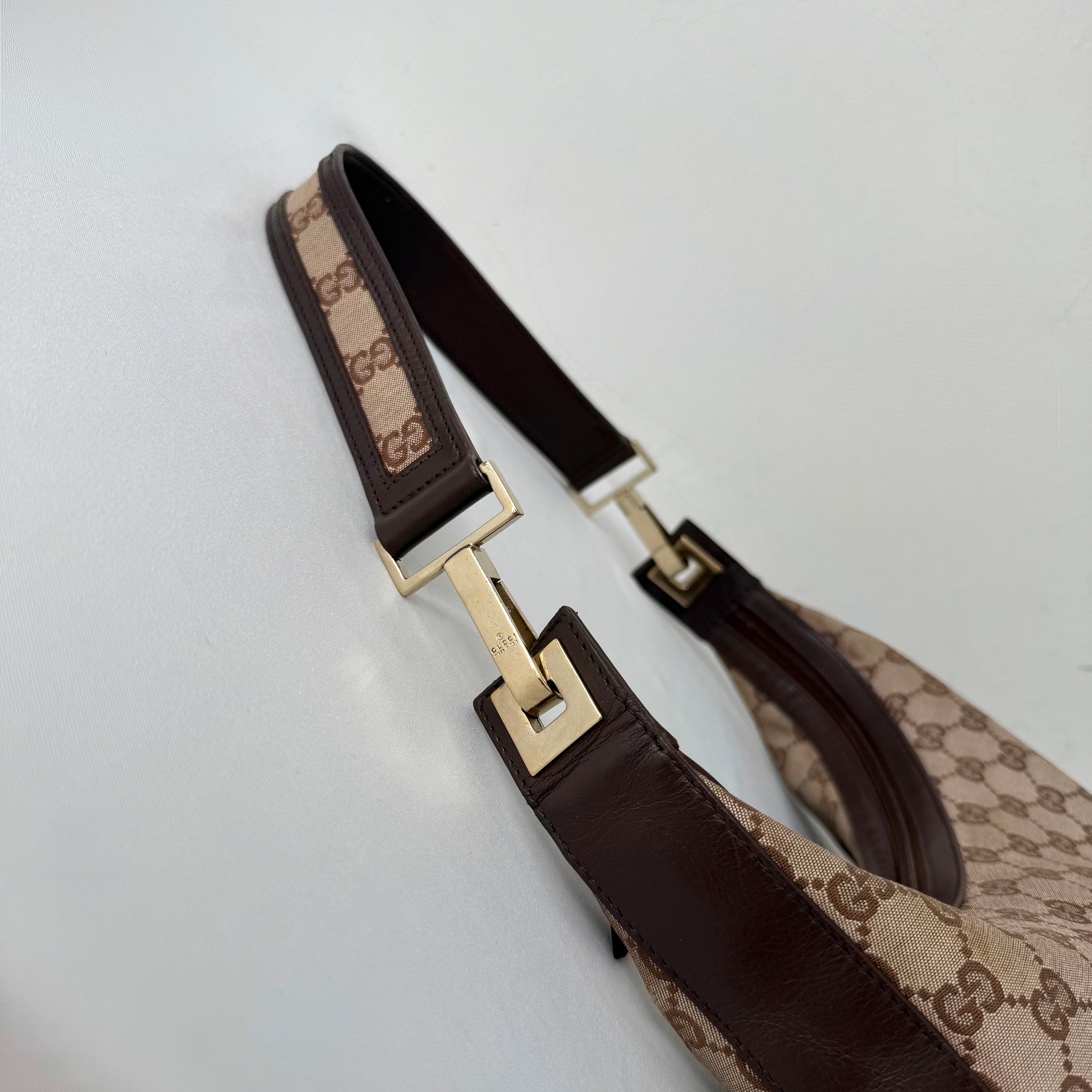 Gucci GG Brown Canvas Hobo Shoulder Bag